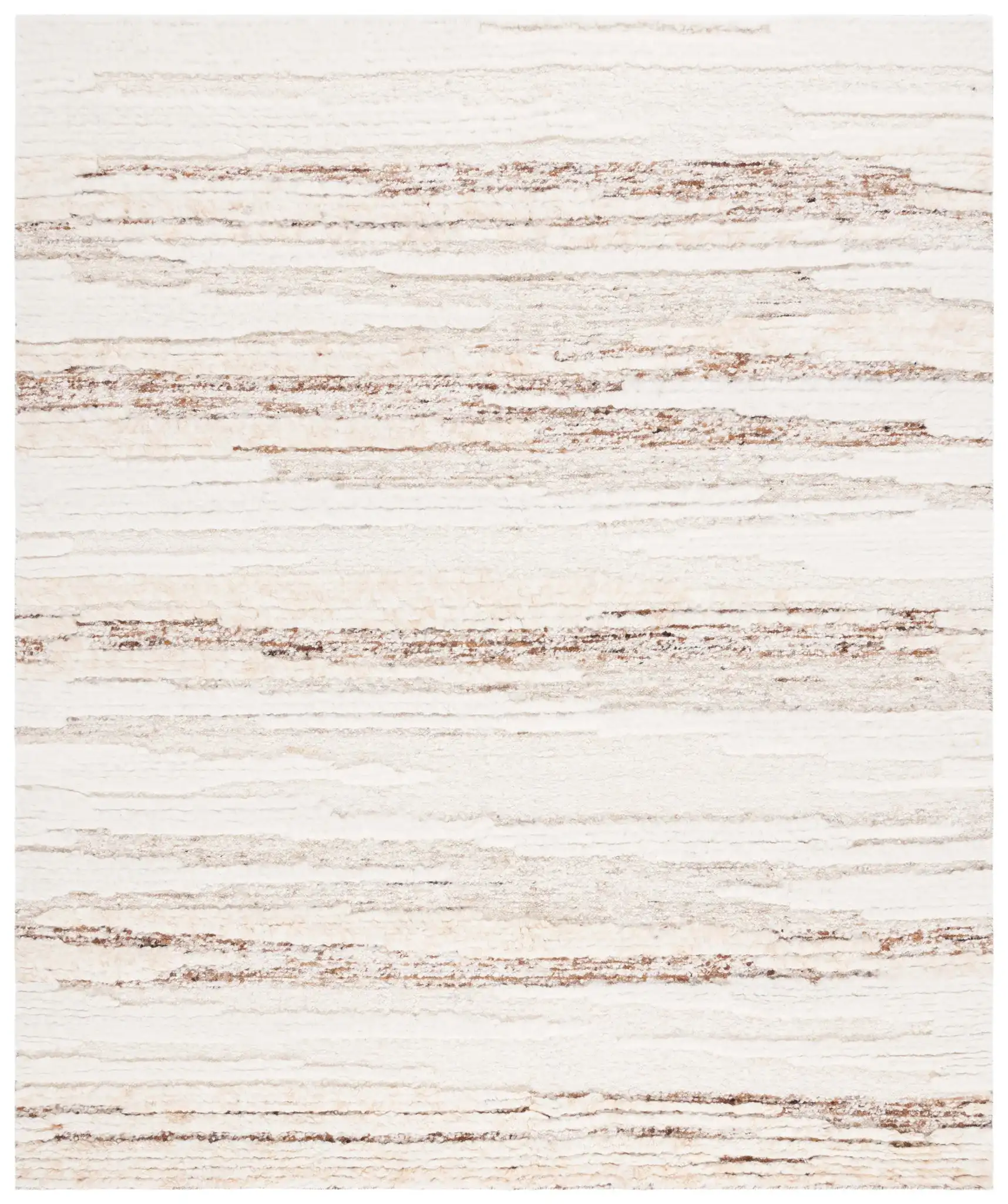 Tribeca Textured Stripe Hand-Knotted Wool Rug in Beige / Brown
