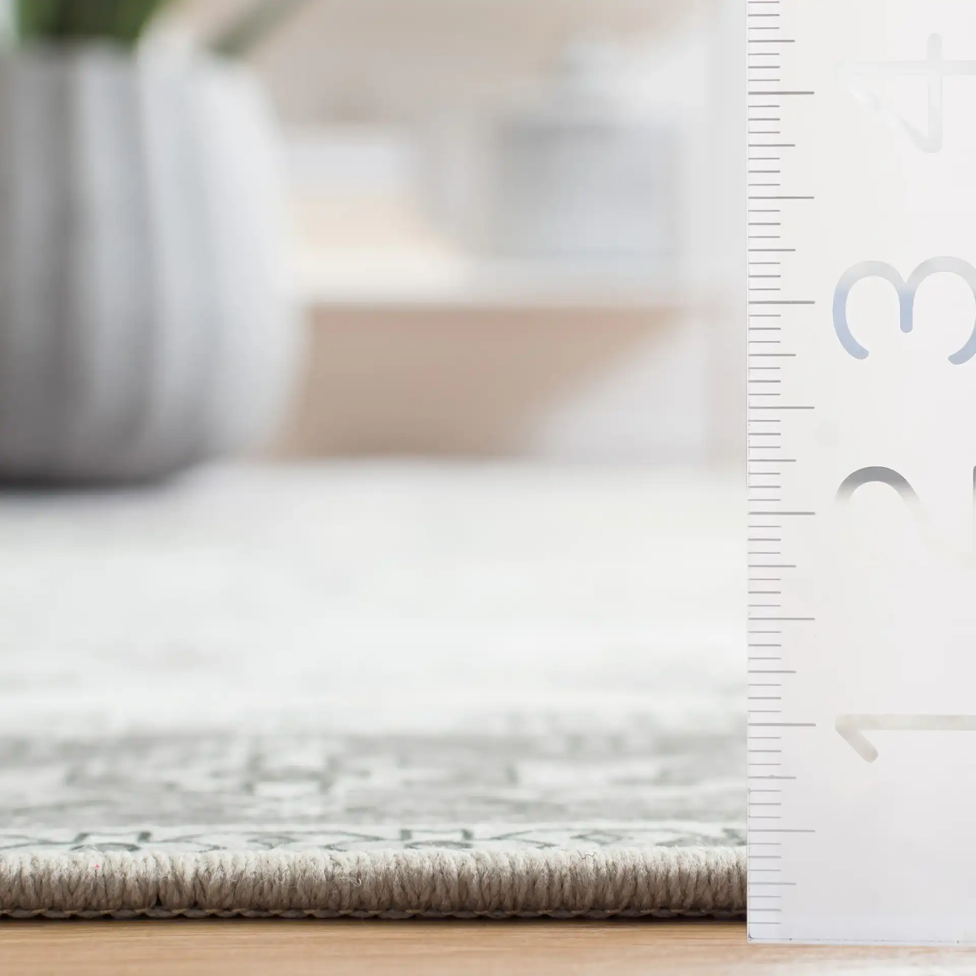 Tucson Distressed Medallion Washable Rug in Dark Sage / Ivory in a styled room
