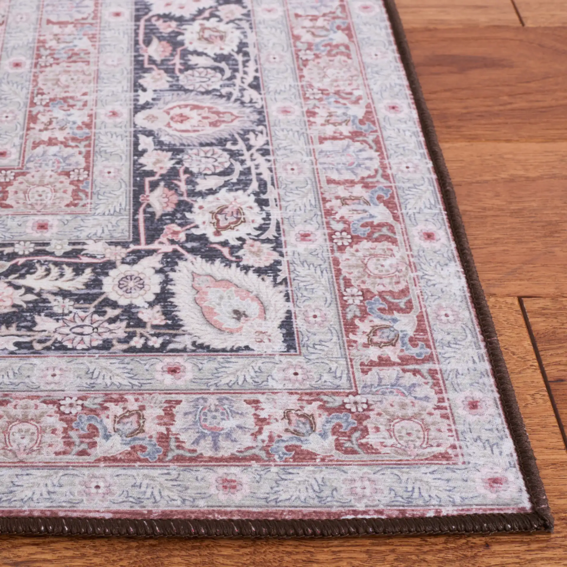 Tucson Persian Medallion Washable Rug in Rust / Sage in a styled room