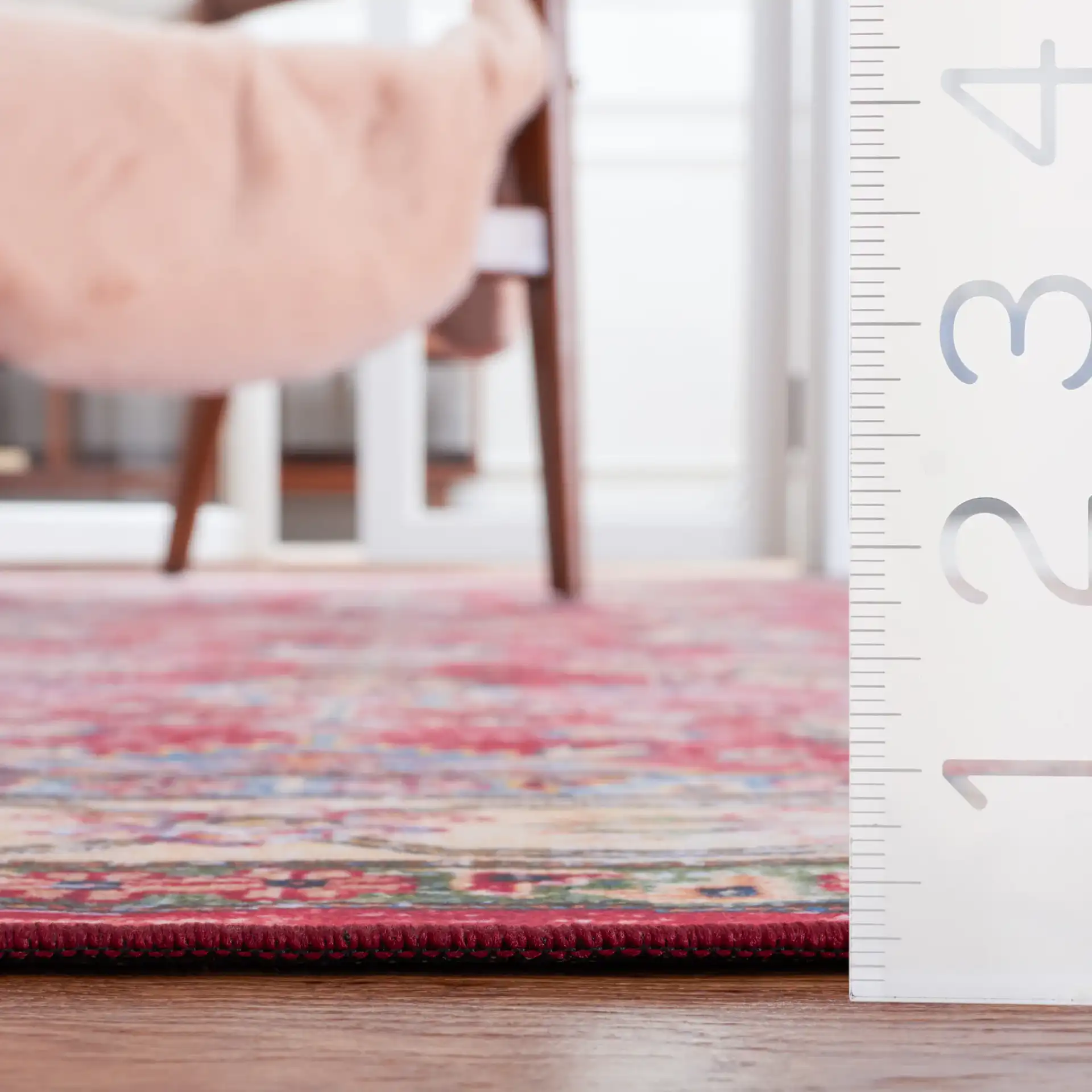 Tucson Medallion Bordered Washable Rug in Rust / Beige in a styled room