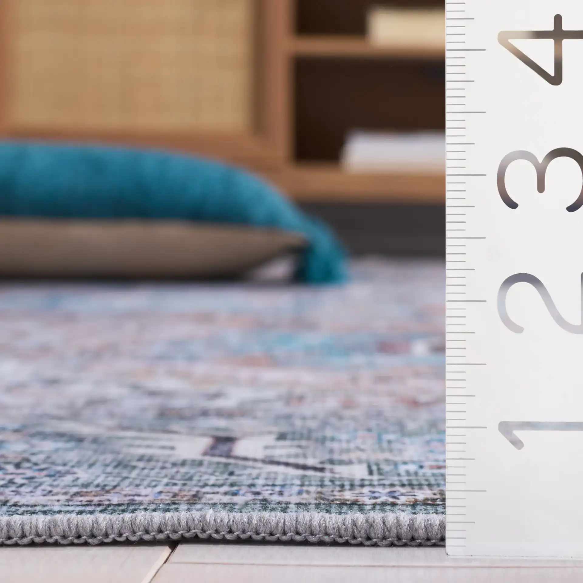 Tucson Transitional Medallion Washable Rug in Copper / Green in a styled room