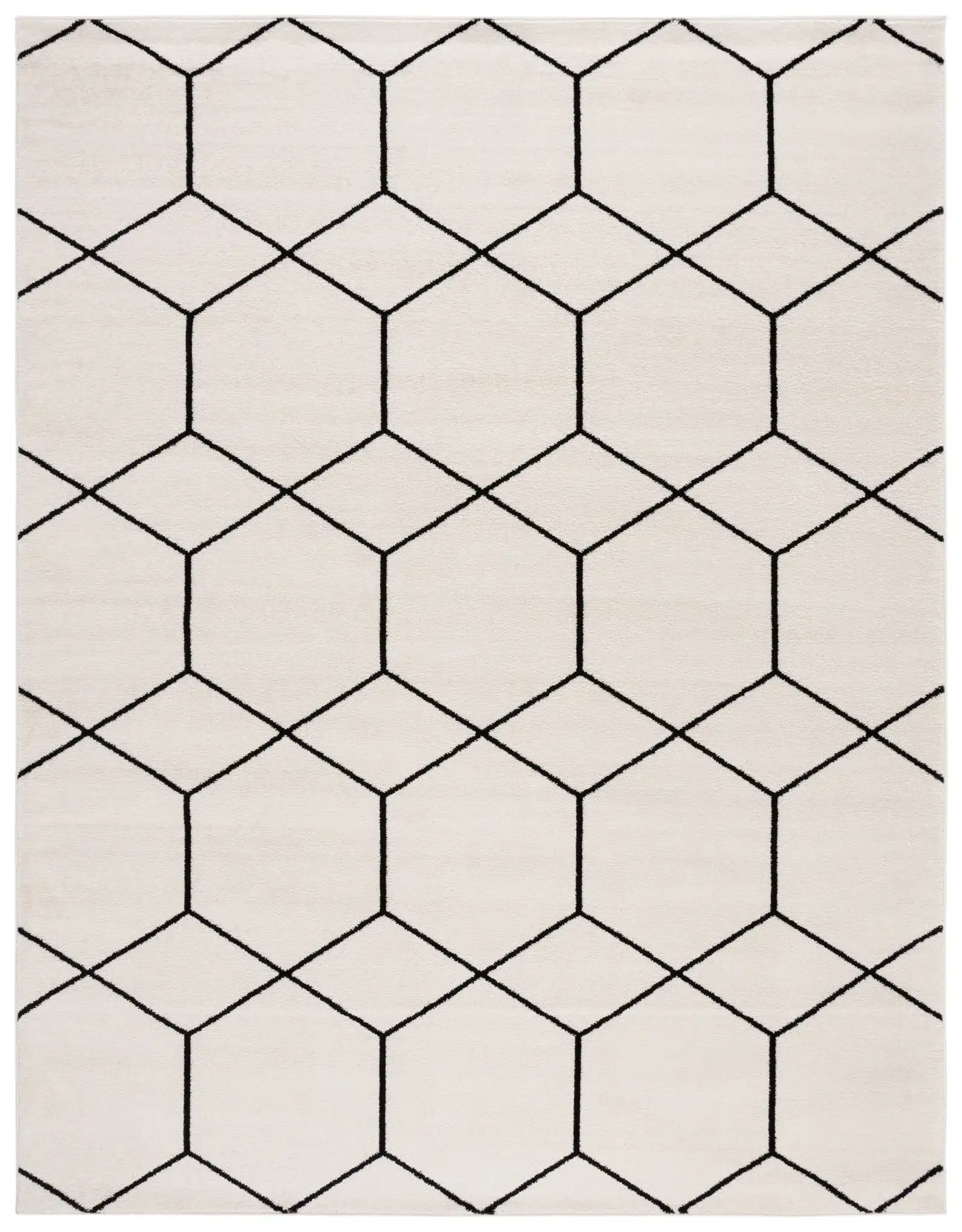 Tulum Geometric Rug in Ivory / Black