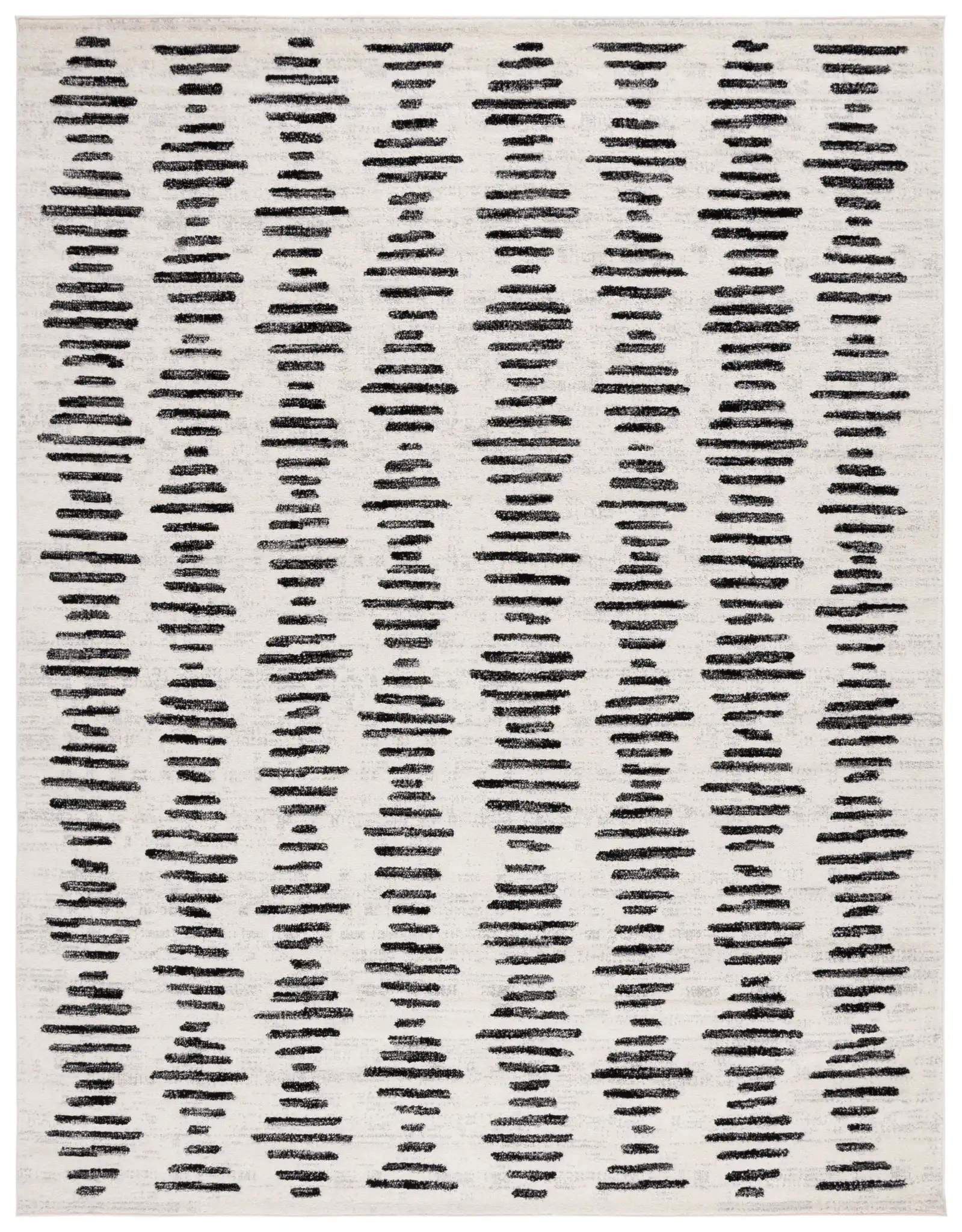 Tulum Stacked Dash Rug in Ivory / Black