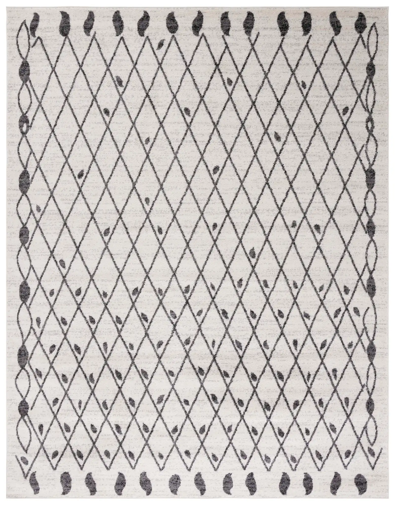 Tulum Leaf Trellis Rug in Ivory / Black