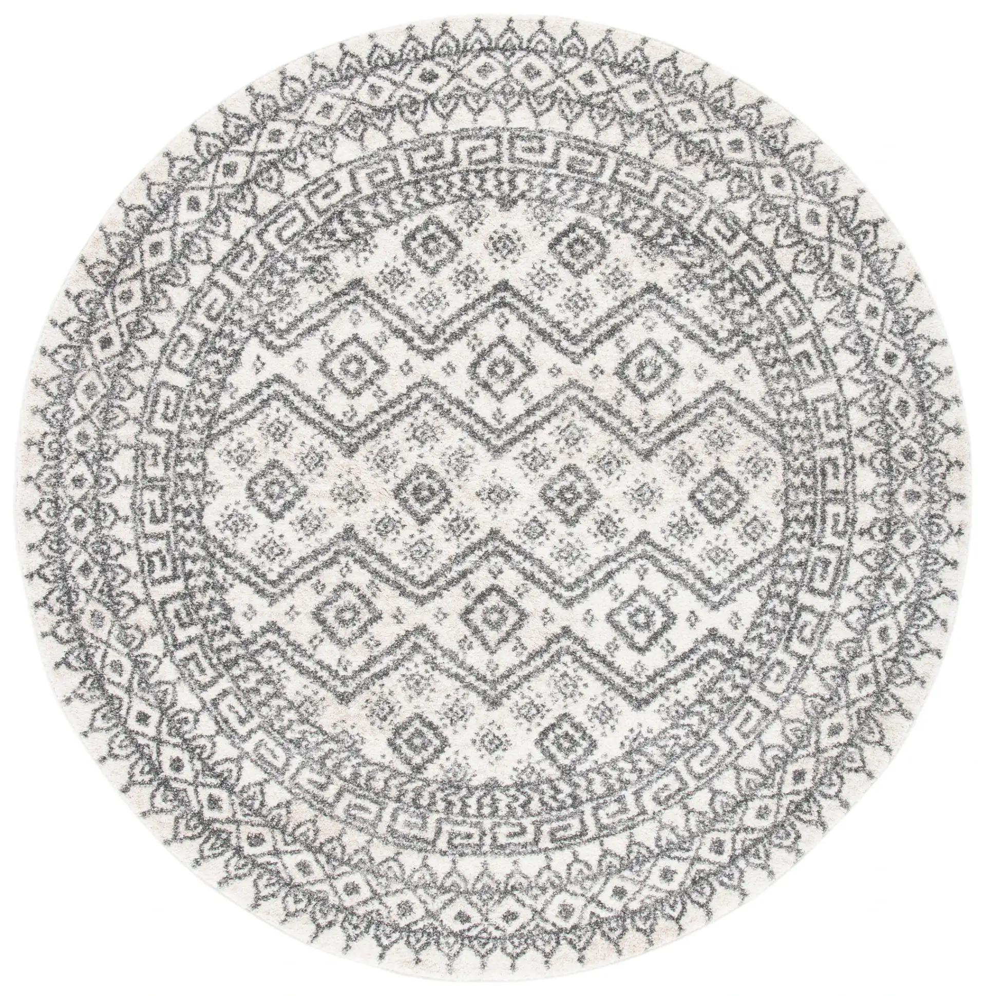 Tunisia Banded Diamond Rug in Ivory / Black