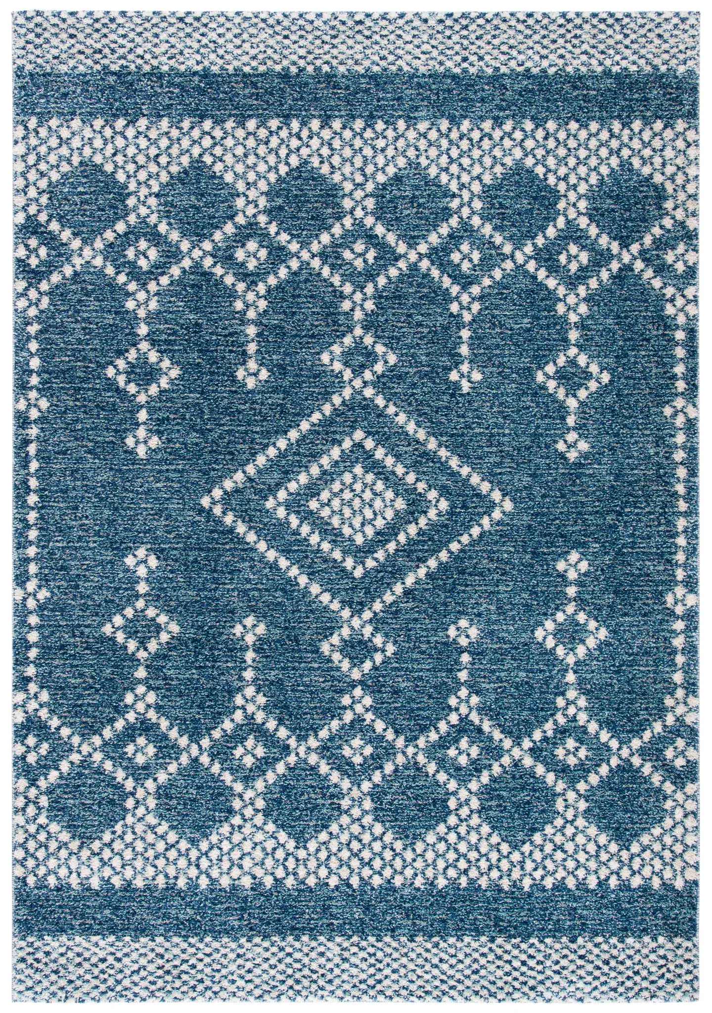 Tunisia Tribal Diamond Rug in Navy / Ivory, detail view