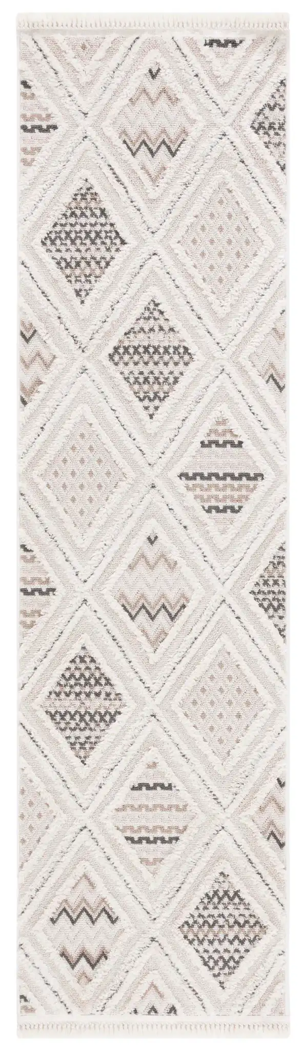 Urban Bohemian Diamond Grid Rug in Gray / Ivory