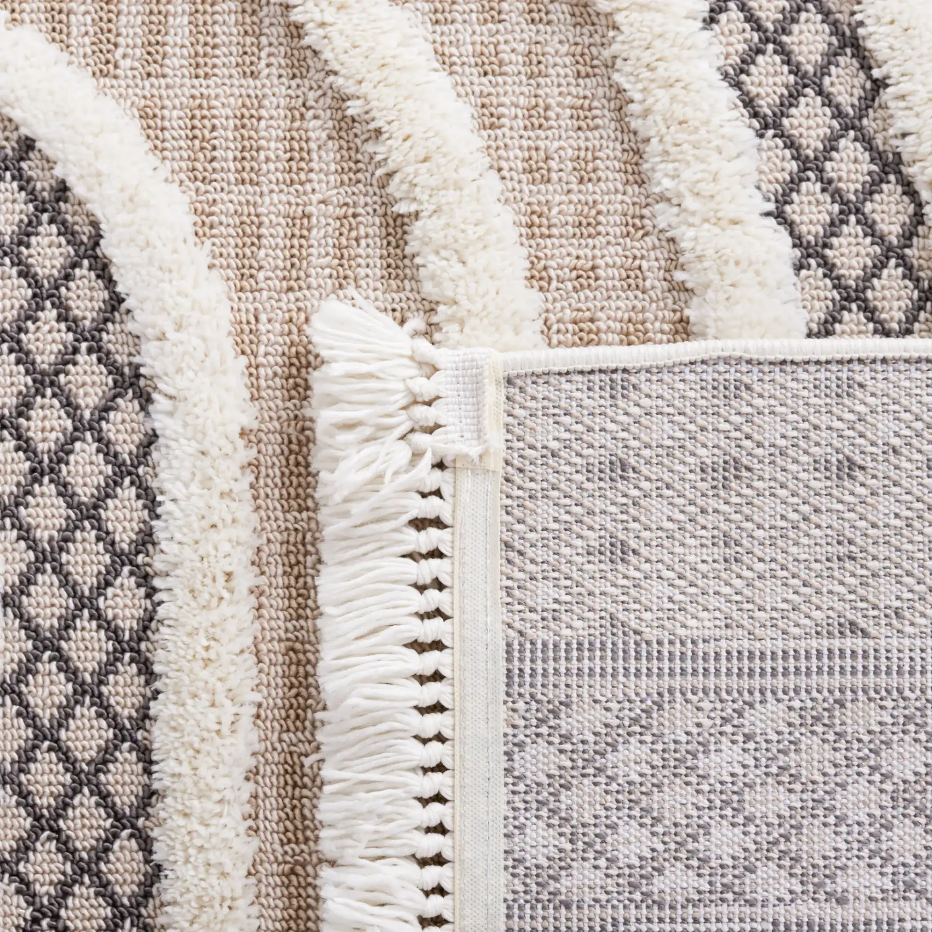 Urban Arch Stripe Rug in Beige / Ivory in a styled room