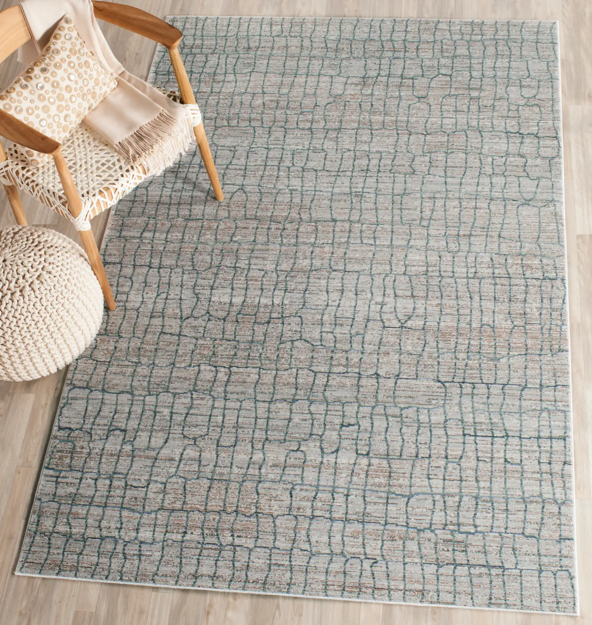 Valencia Abstract Grid Rug in Gray / Multicolor