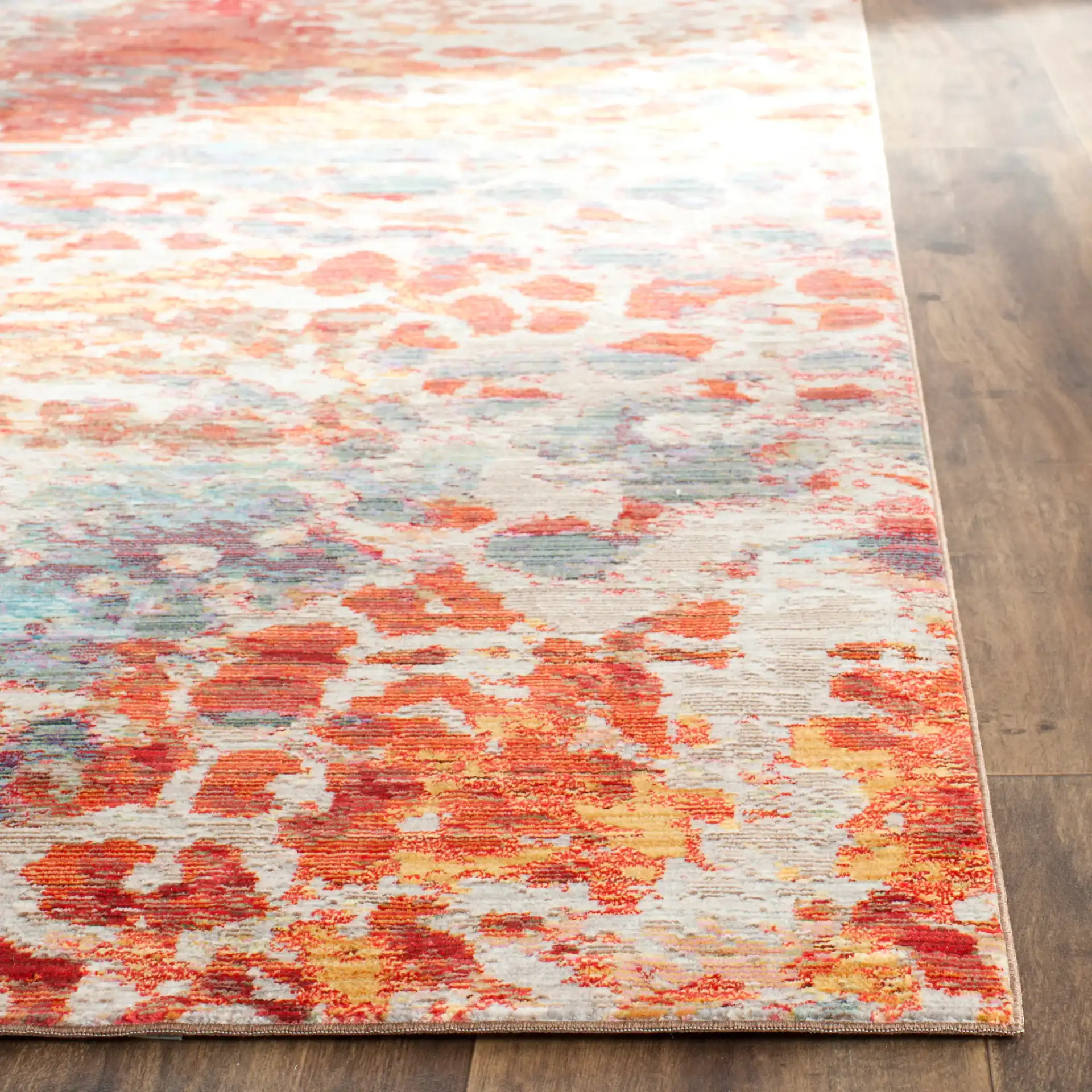 Valencia Abstract Mottled Rug in Multicolor in a styled room