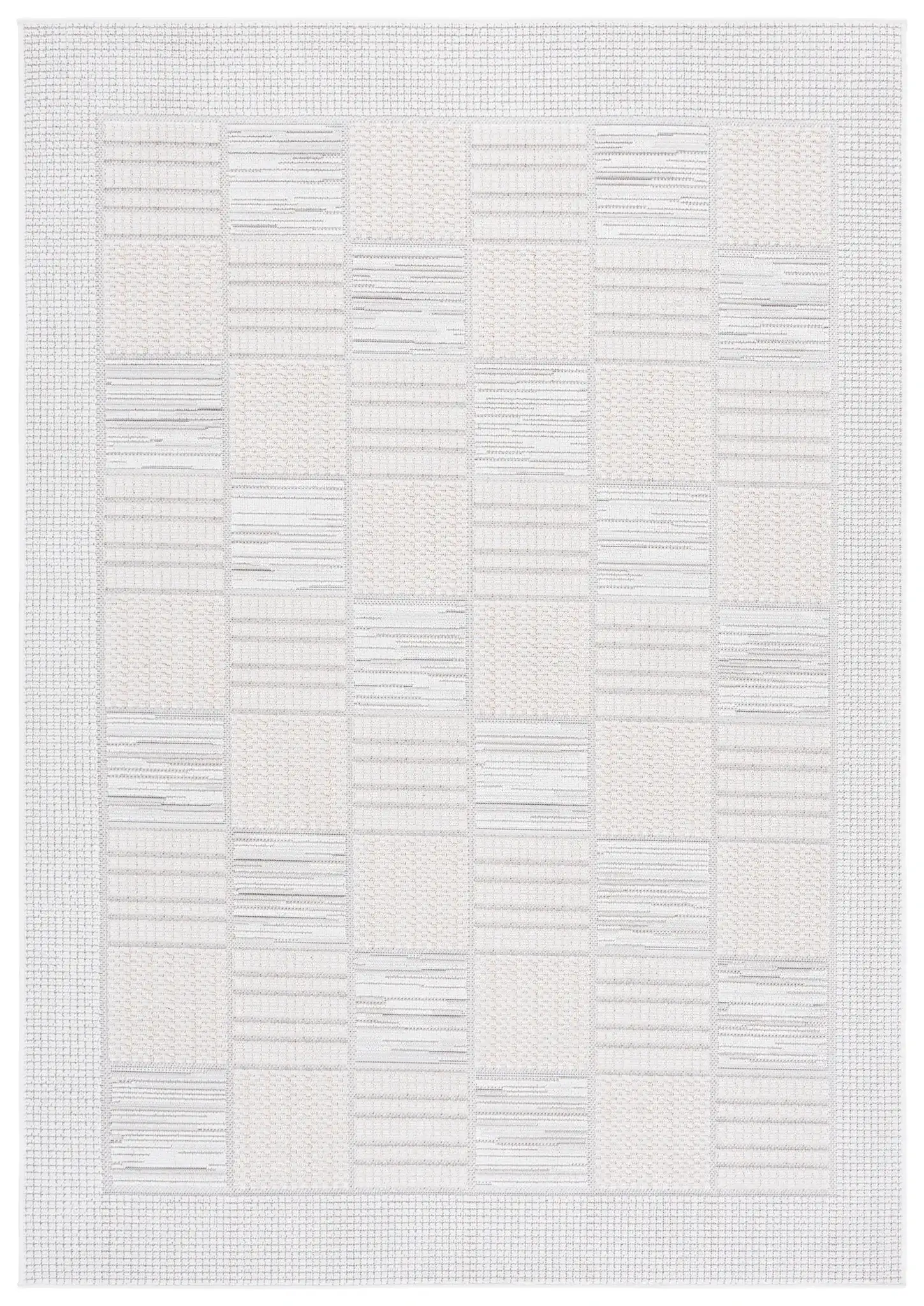 Veranda Checkered Grid Rug in Ivory / Beige