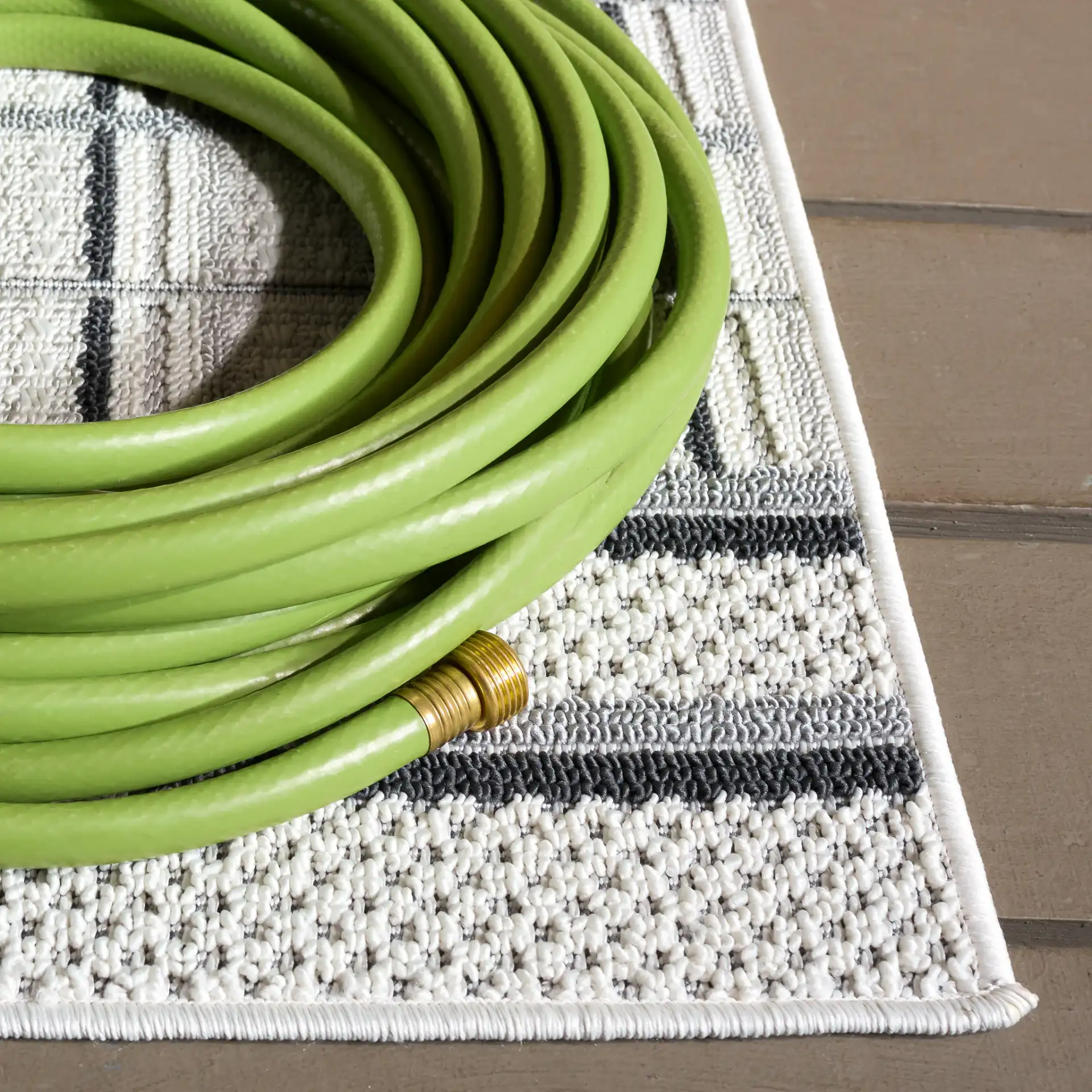 Veranda Grid Rug in Gray / Dark Gray in a styled room