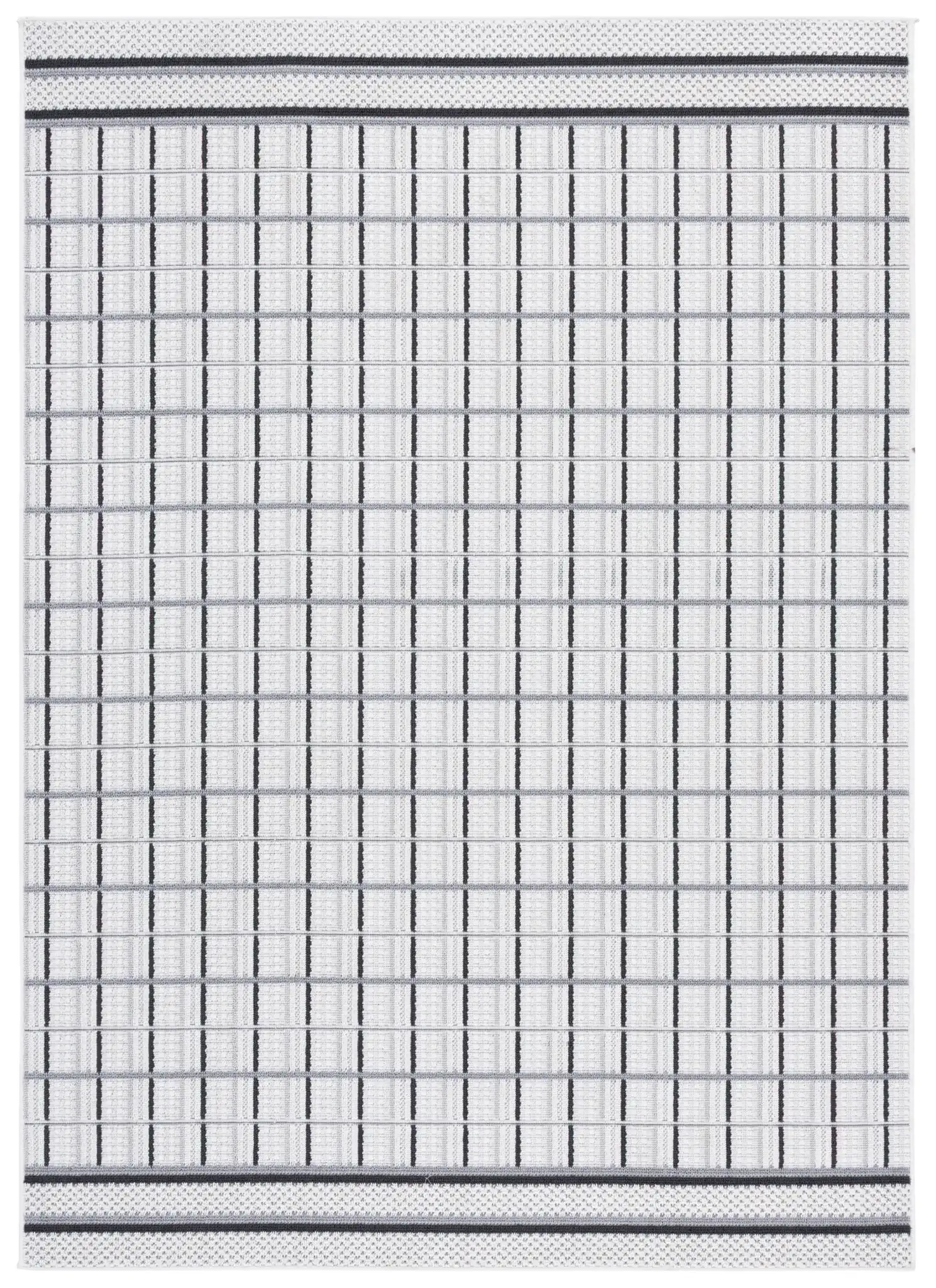 Veranda Grid Rug in Gray / Dark Gray