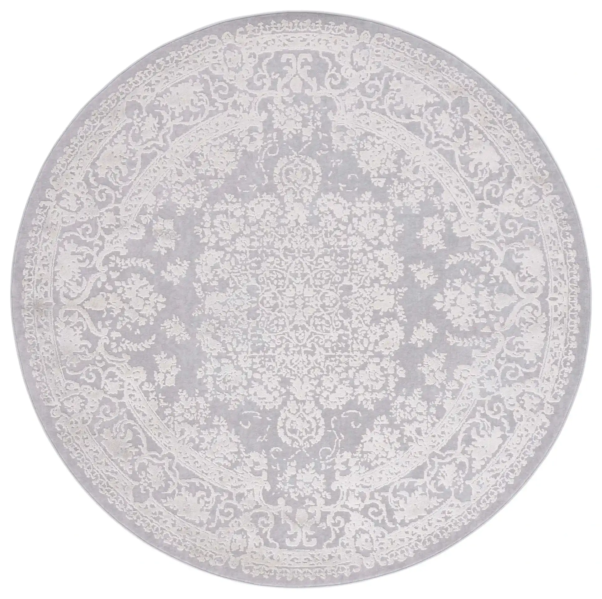 Vogue Floral Medallion Rug in Gray / Light Gray