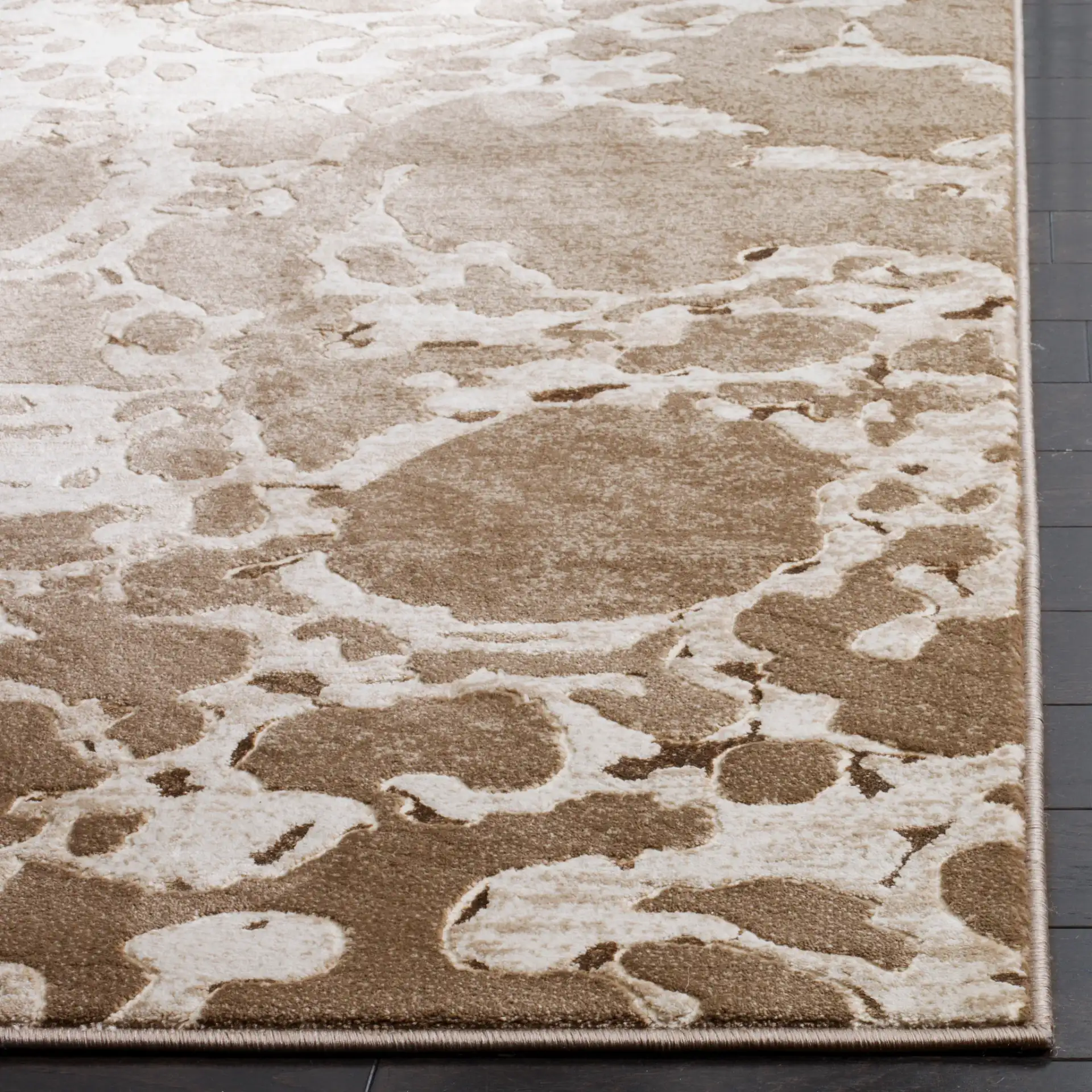 Vogue Organic Abstract Rug in Light Brown in a styled room