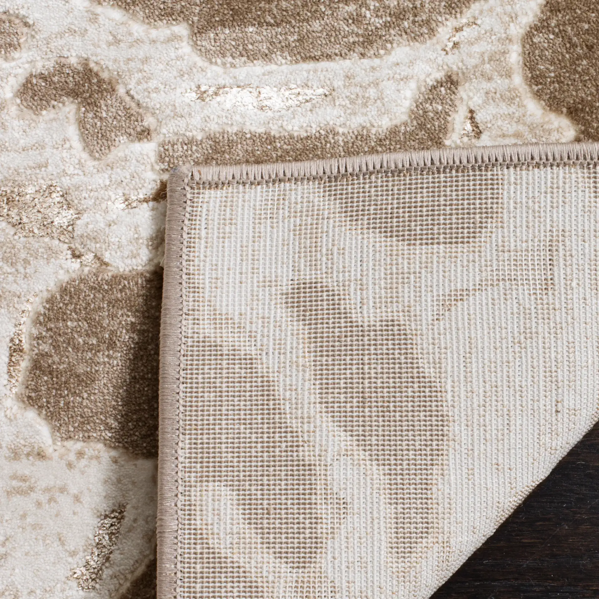 Vogue Organic Abstract Rug in Light Brown in a styled room