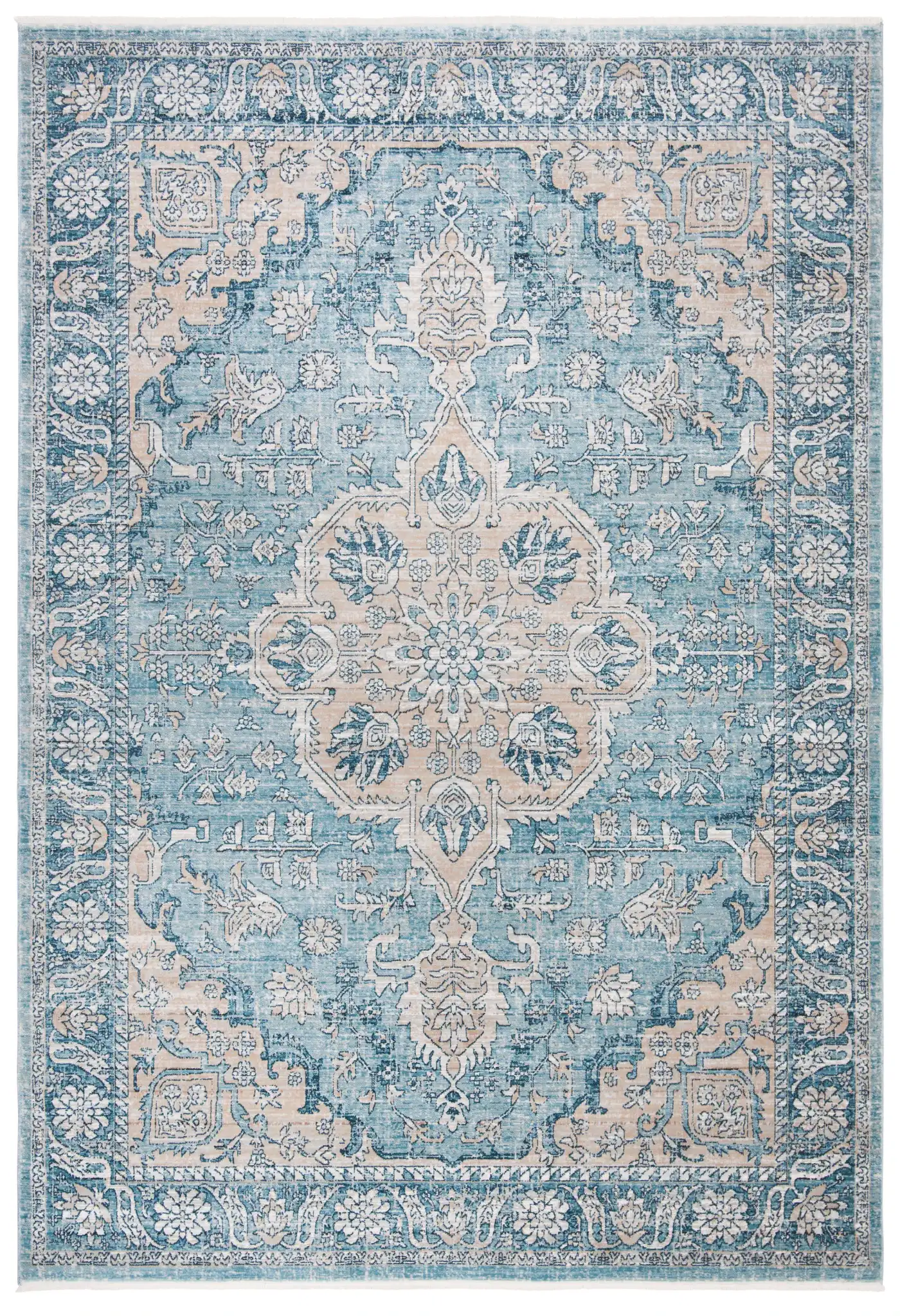 Victoria Floral Medallion Rug in Blue / Gray