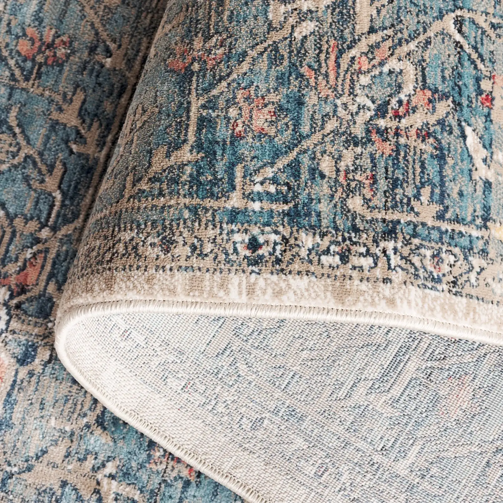 Victoria Anatolia Medallion Rug in Navy / Ivory in a styled room