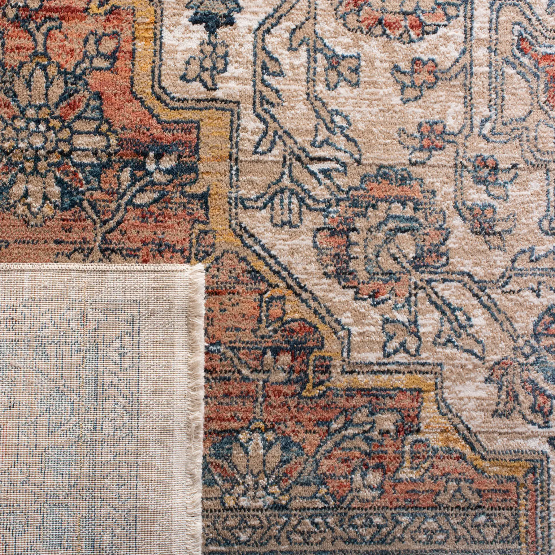 Victoria Anatolia Medallion Rug in Navy / Ivory in a styled room