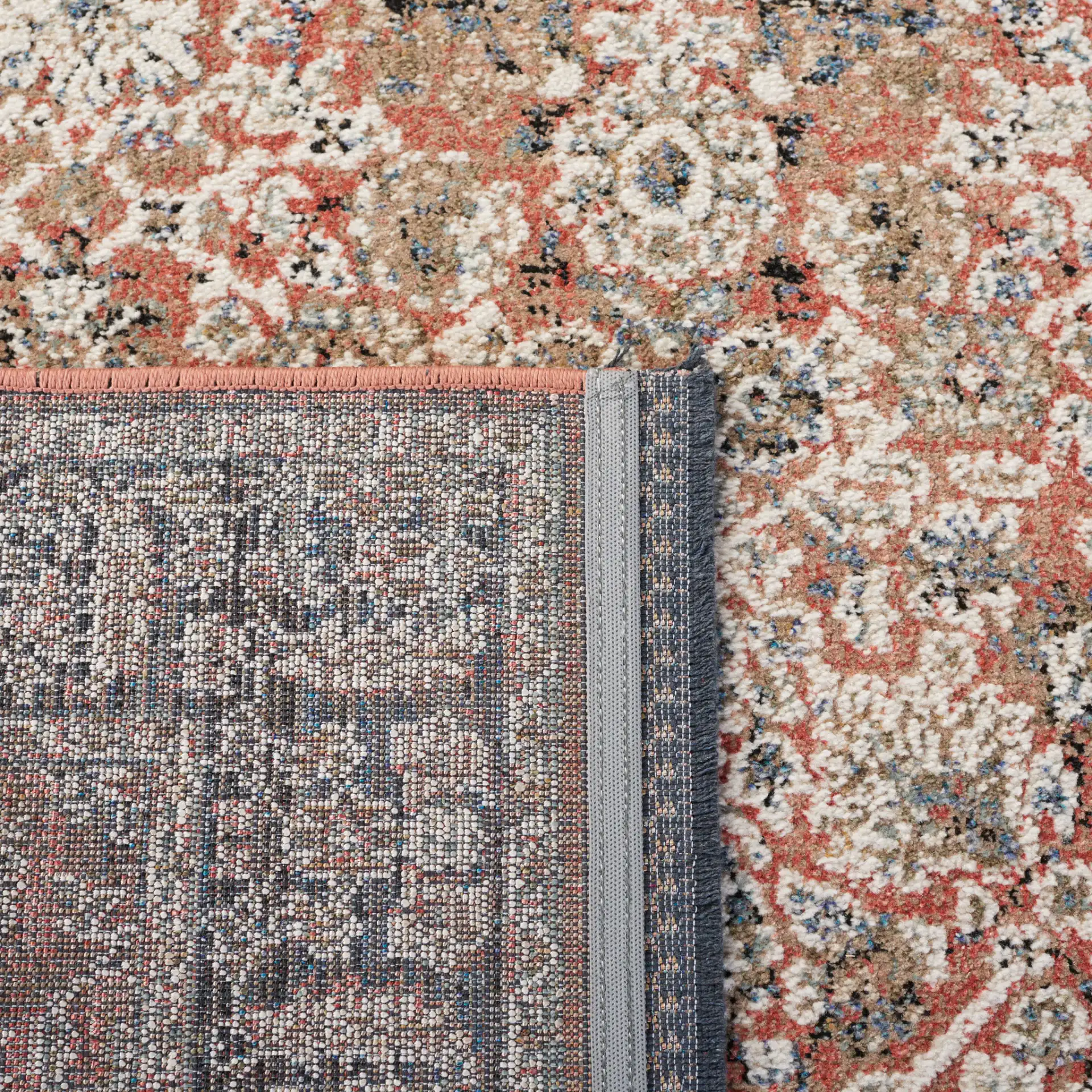Vivaldi Bordered Traditional Rug in Navy / Rust in a styled room