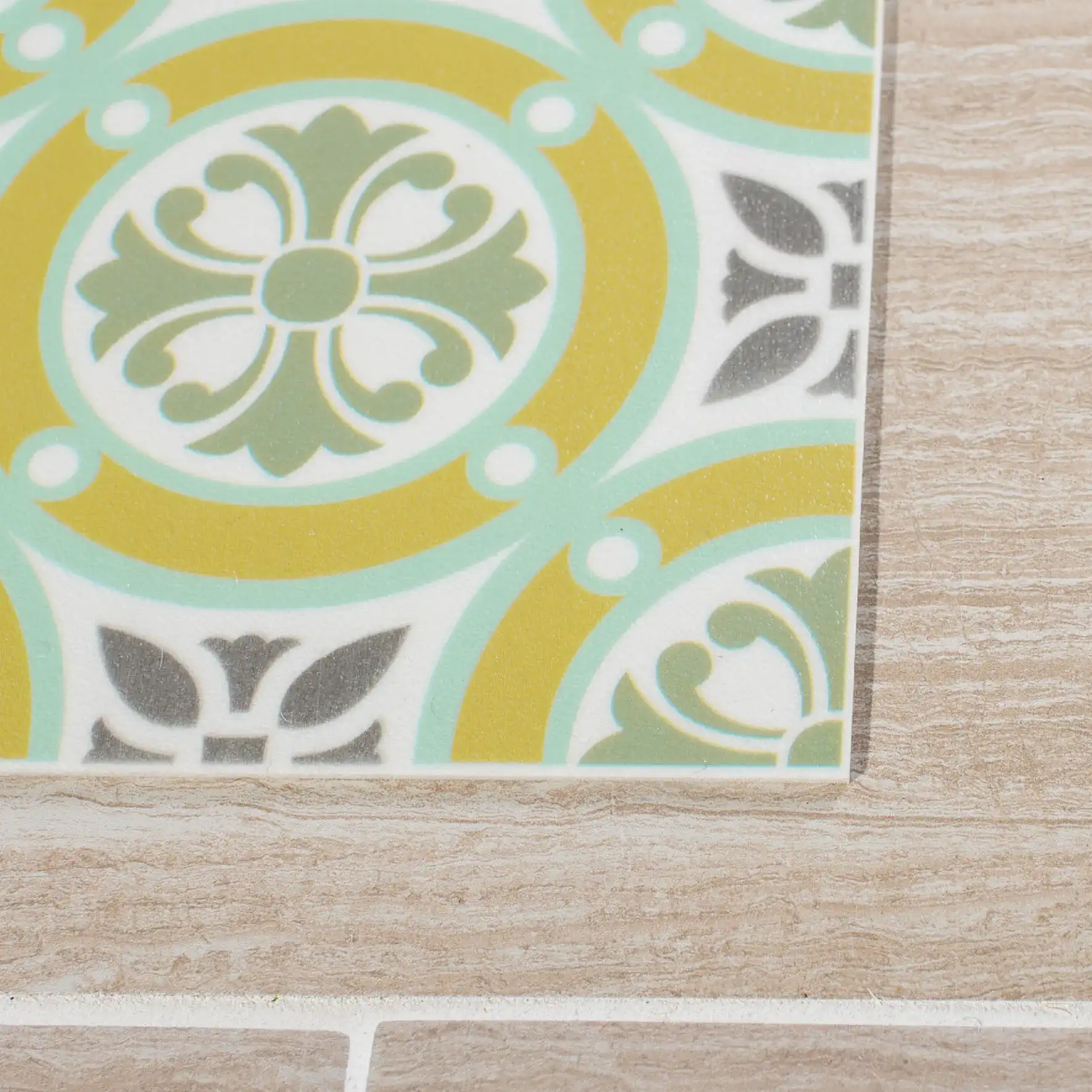 Vinyl Floor Mosaic Tile Rug in Vinyl Floor Mosaic Tile Rug in a styled room