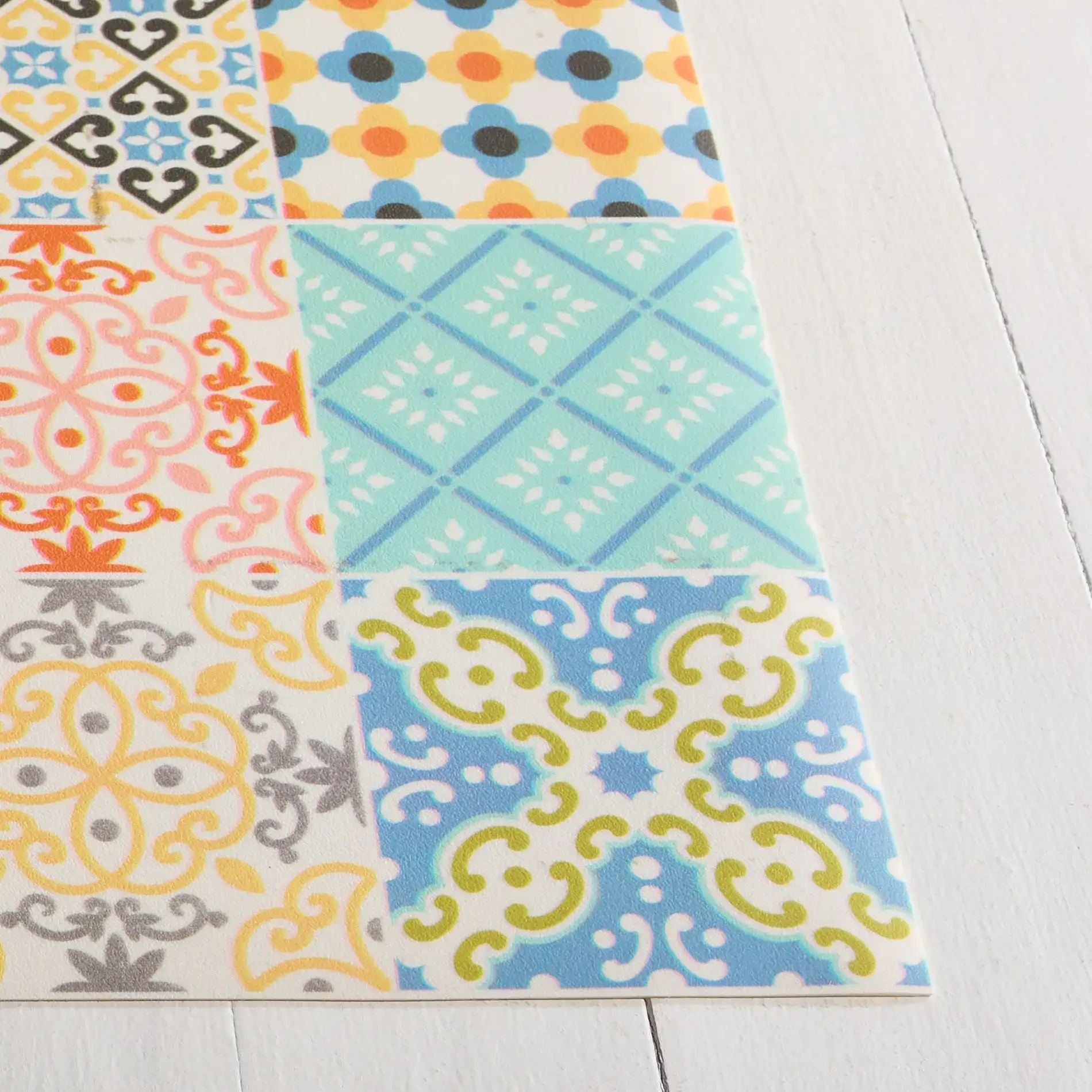 Vinyl Floor Mosaic Tile Rug in Vinyl Floor Mosaic Tile Rug in a styled room