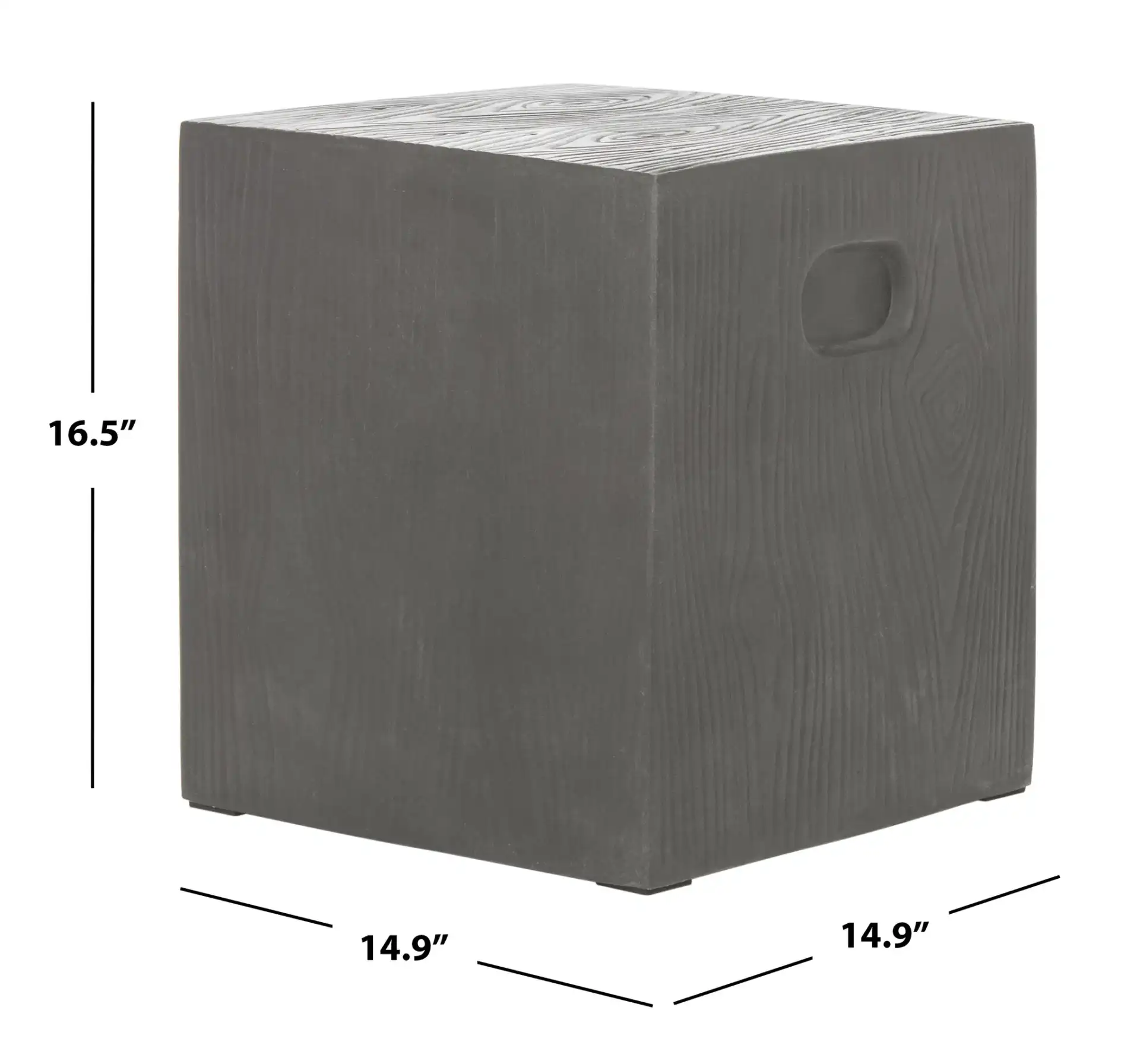Cube Indoor/Outdoor Accent Stool in Dark Gray, detail view