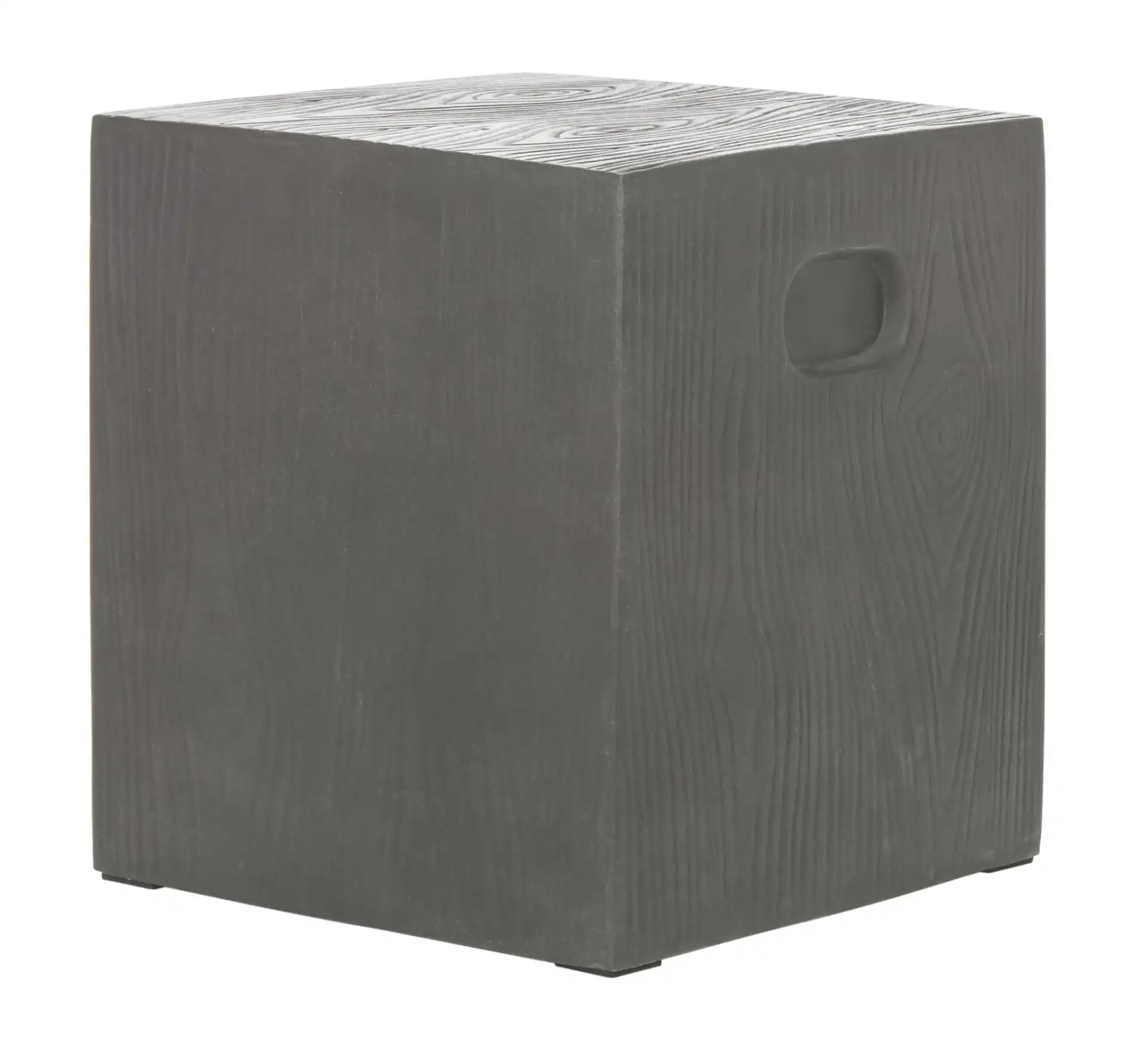 Cube Indoor/Outdoor Accent Stool in Dark Gray, detail view