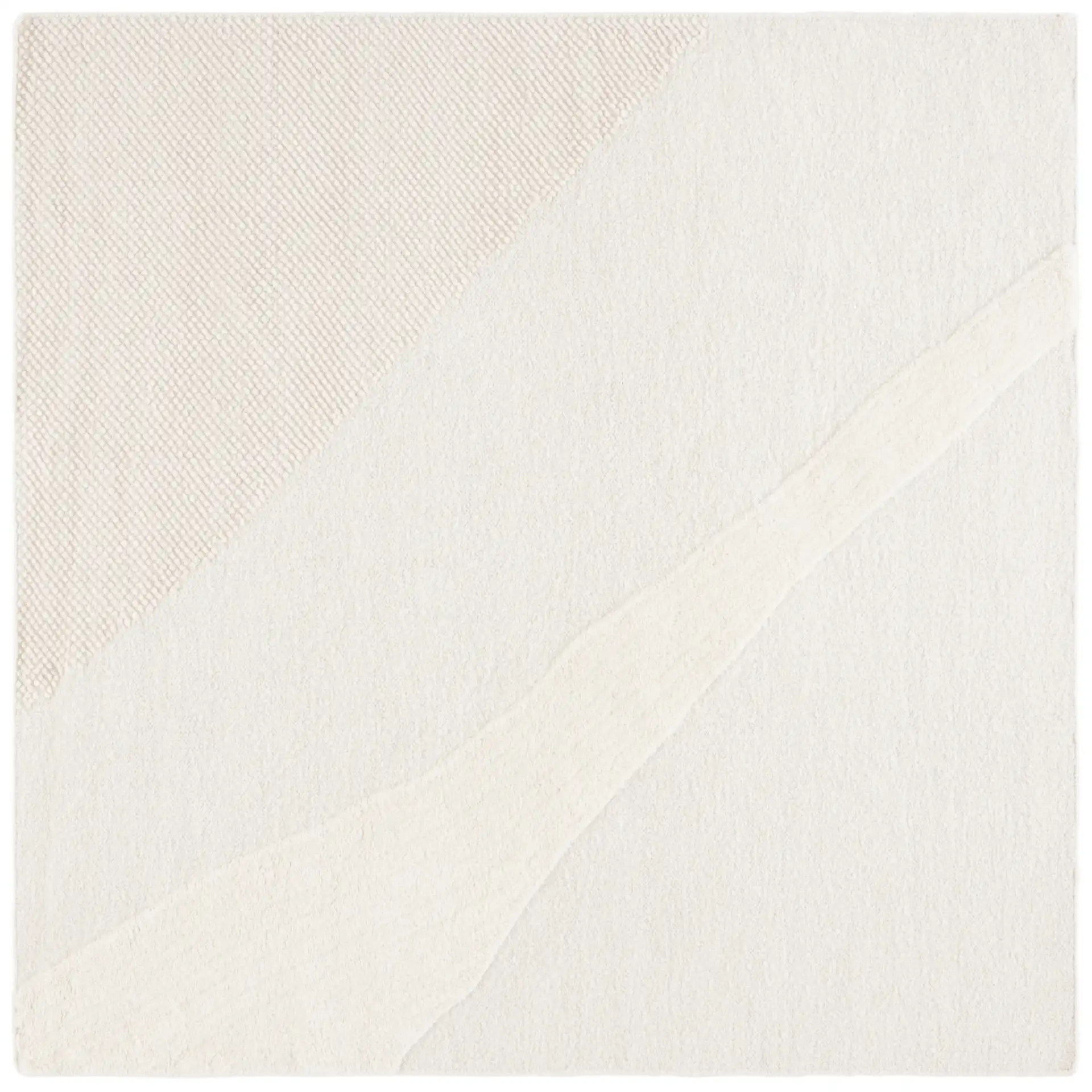 Vermont Abstract Wave Hand-Woven Wool Rug in Ivory