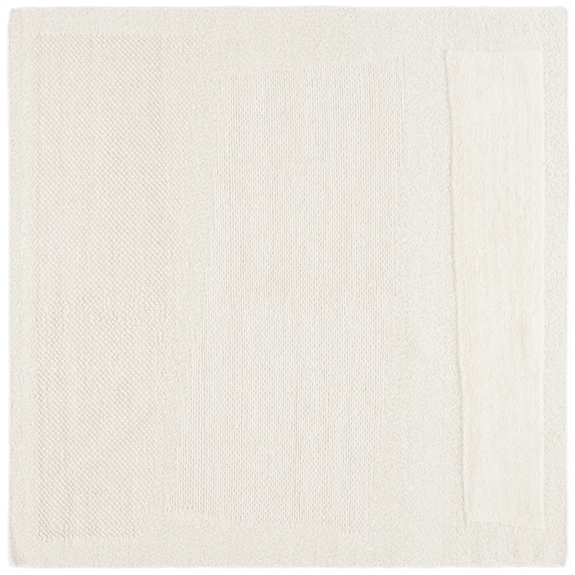 Vermont Textured Blocks Hand-Woven Wool Rug in Ivory
