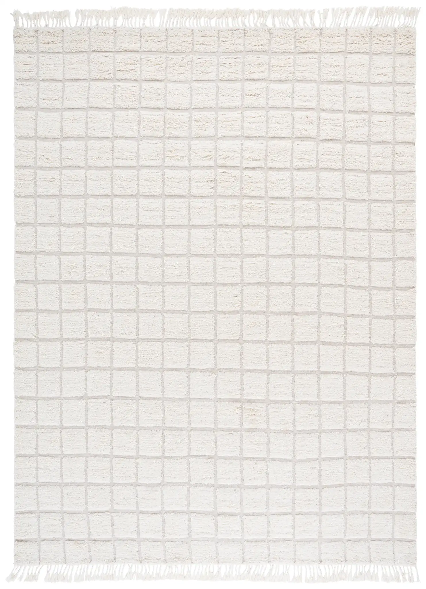 Vermont Grid Wool Rug in Ivory
