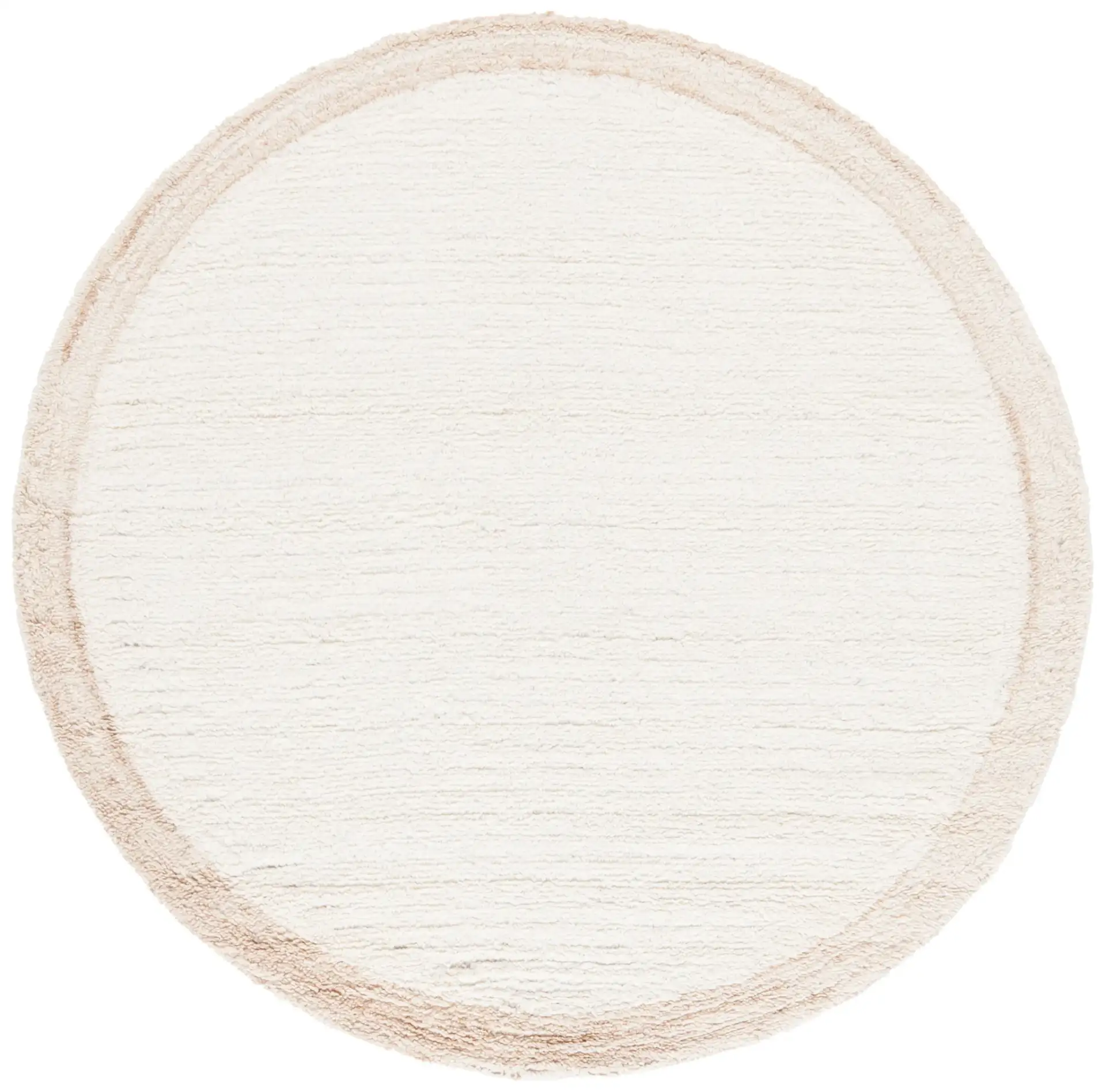 Vermont Border Shag Wool Rug in Ivory / Beige