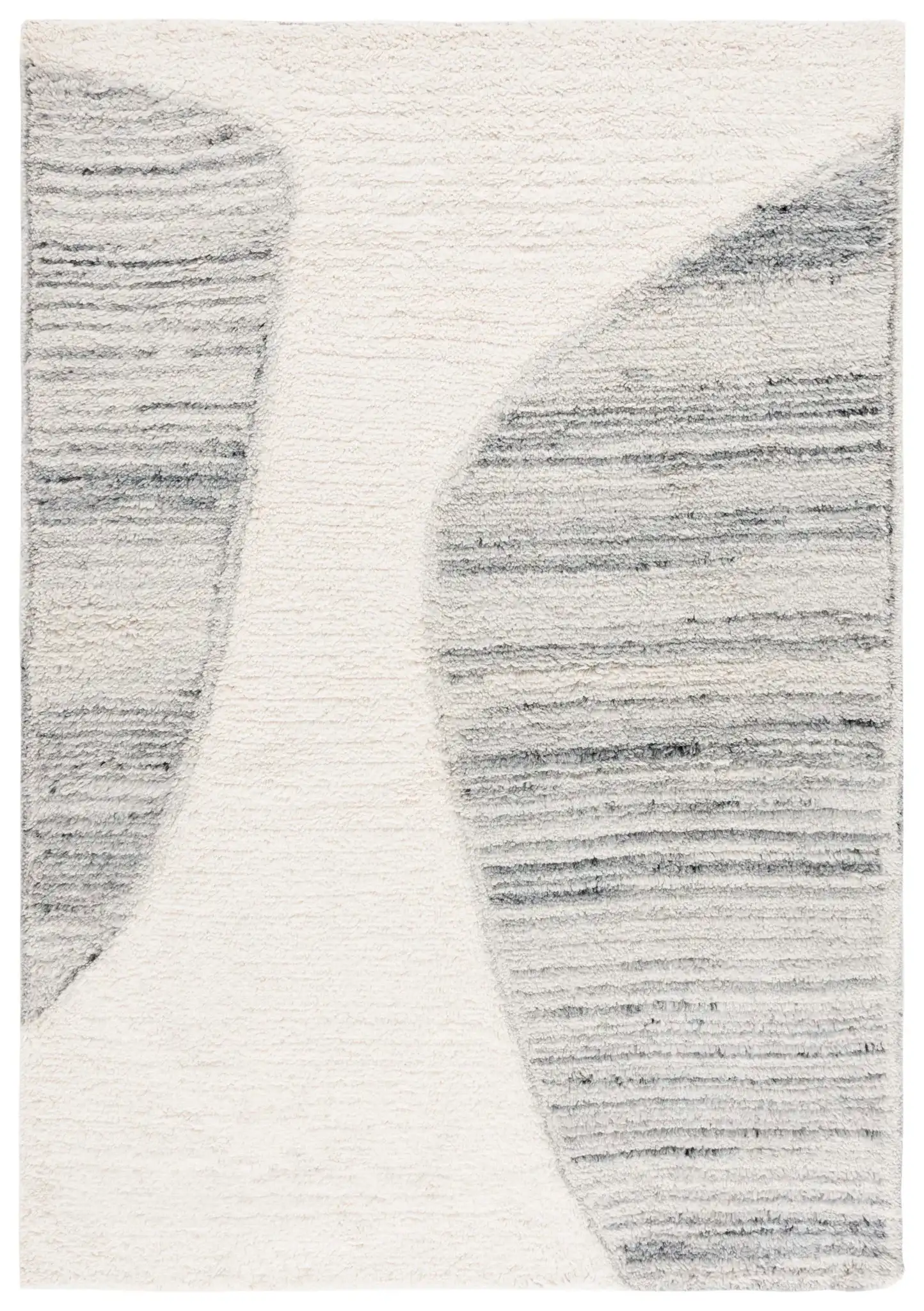 Vermont Abstract Path Wool Rug in Ivory / Gray