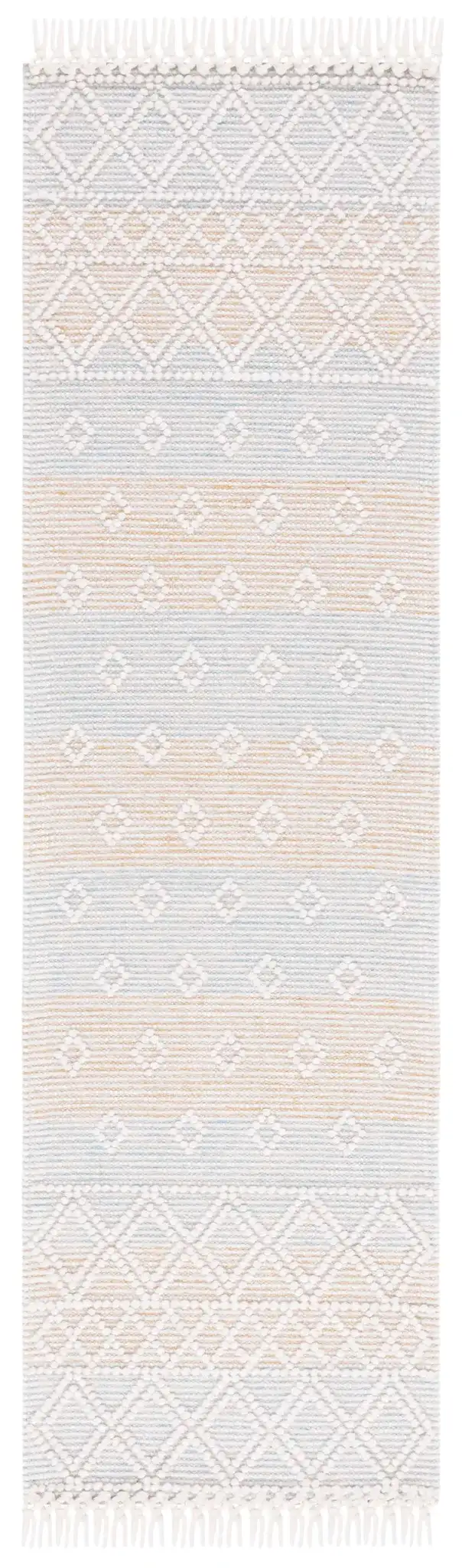 Vermont Fjord Diamond Hand-Loomed Wool Rug in Light Blue / Yellow