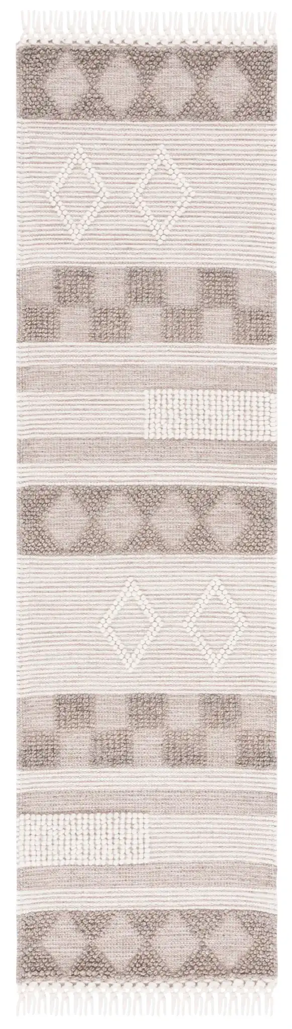 Vermont Kaden Banded Geometric Hand-Loomed Wool Rug in Ivory / Brown