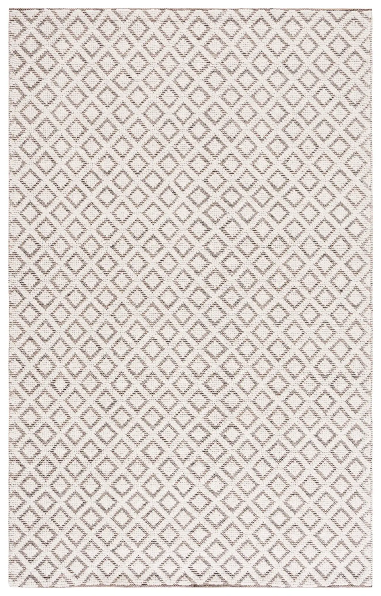 Vermont Diamond Lattice Hand-Woven Wool Rug in Ivory / Brown
