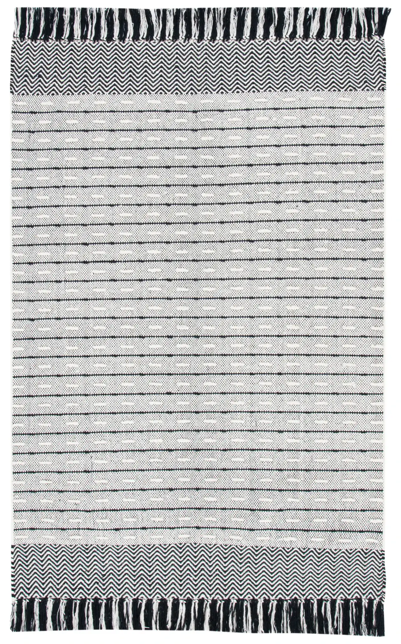 Vermont Dashed Stripe Flatweave Rug in Ivory / Black