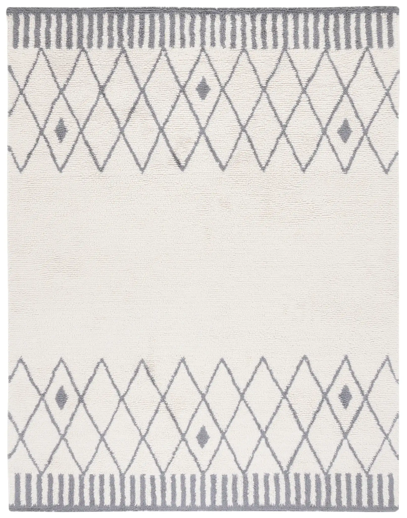 Vermont Moroccan Diamond Trellis Hand-Tufted Wool Rug in Ivory / Gray