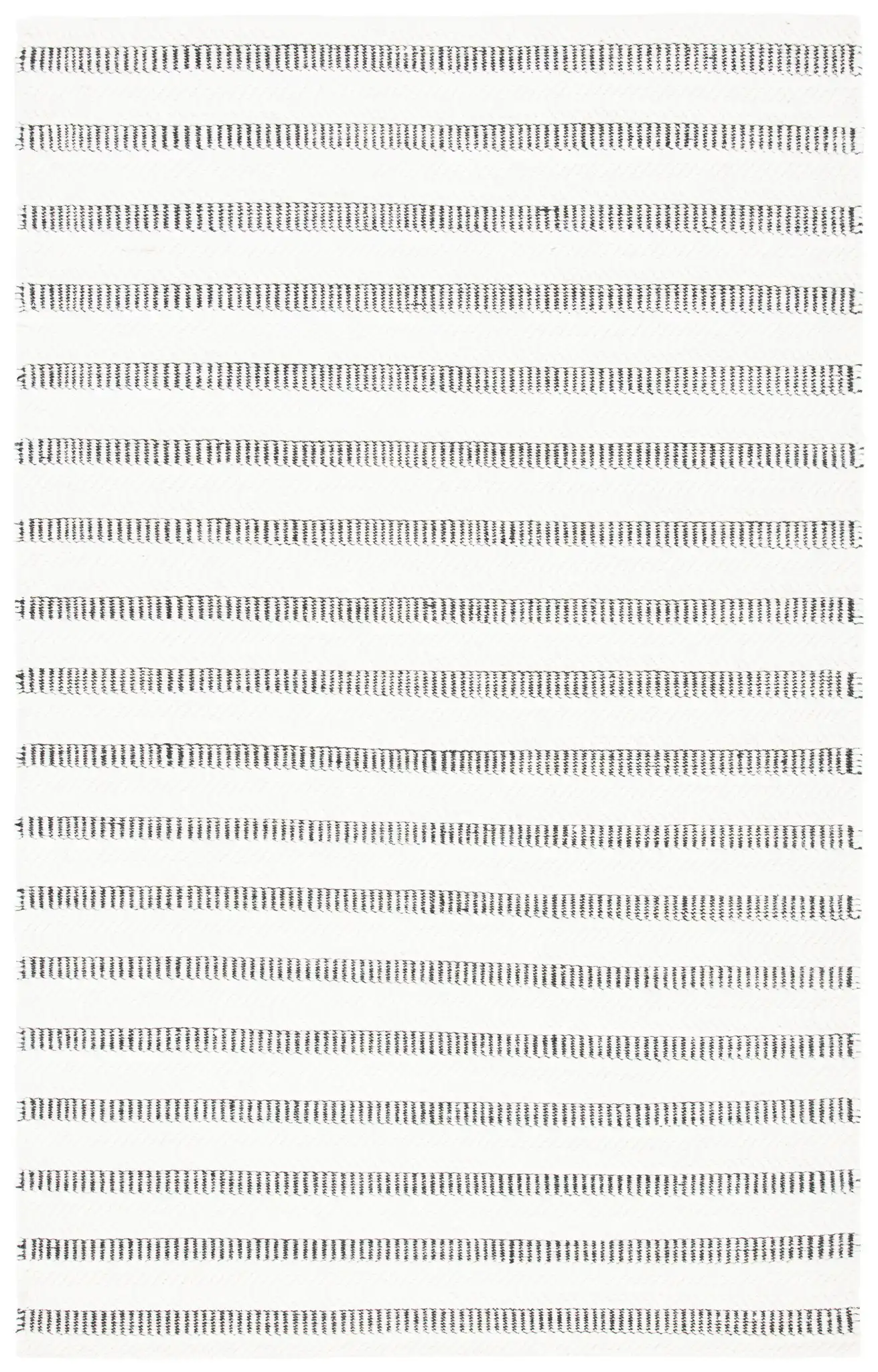 Vermont Stitched Stripe Hand-Tufted Wool Rug in Black / Ivory