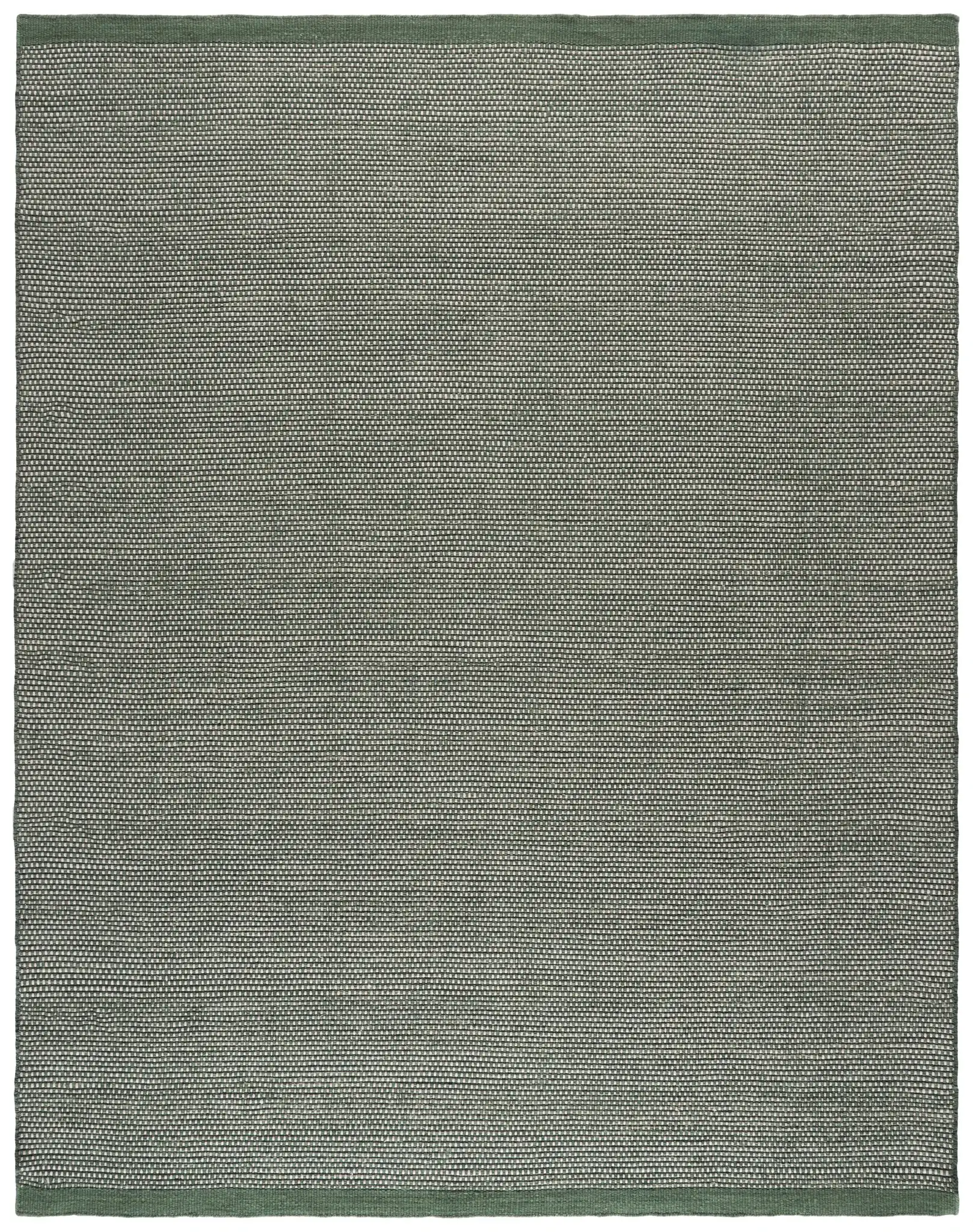 Vermont Ribbed Solid Hand-Woven Wool Rug in Green