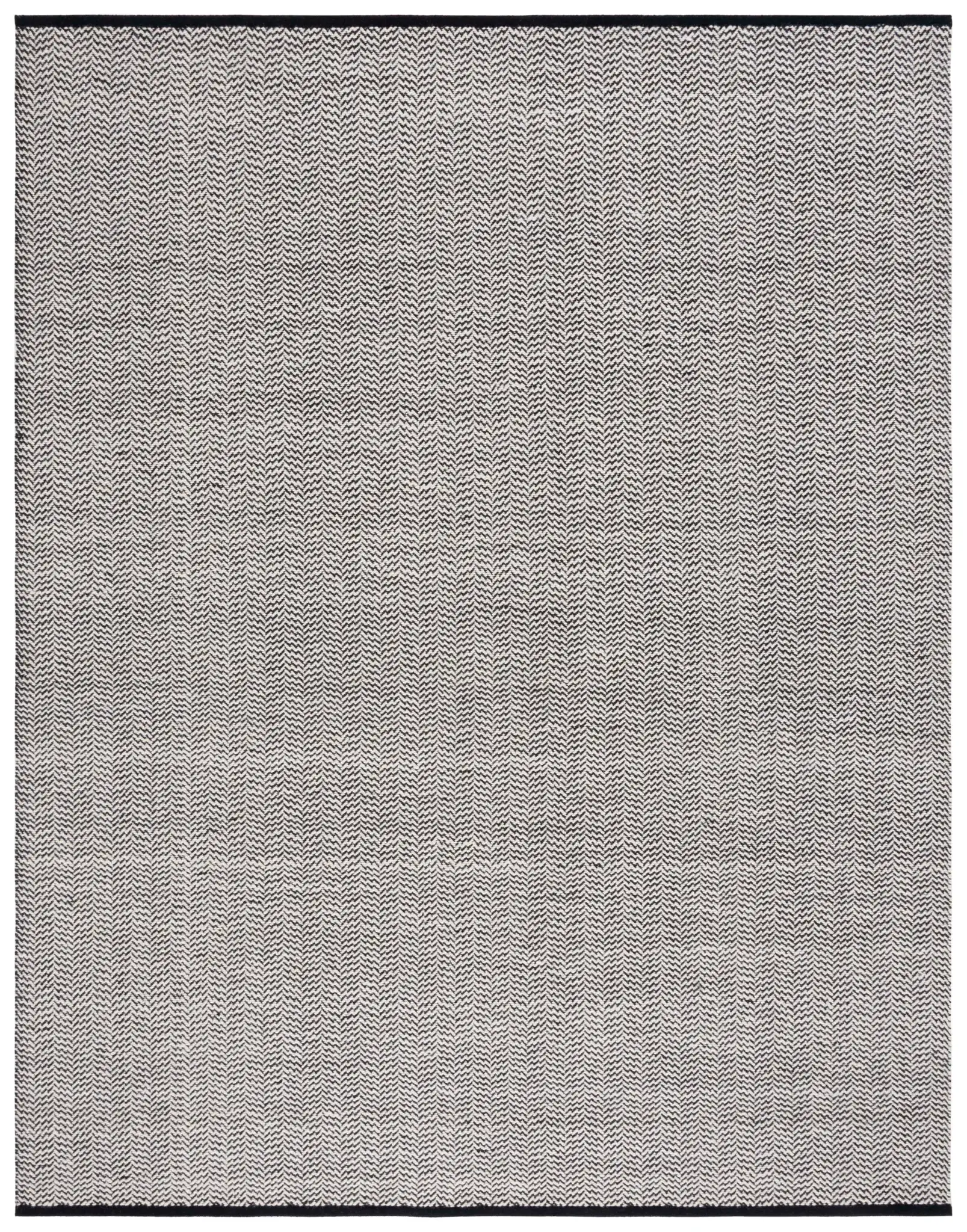 Vermont Chevron Hand-Woven Wool Rug in Black / Ivory