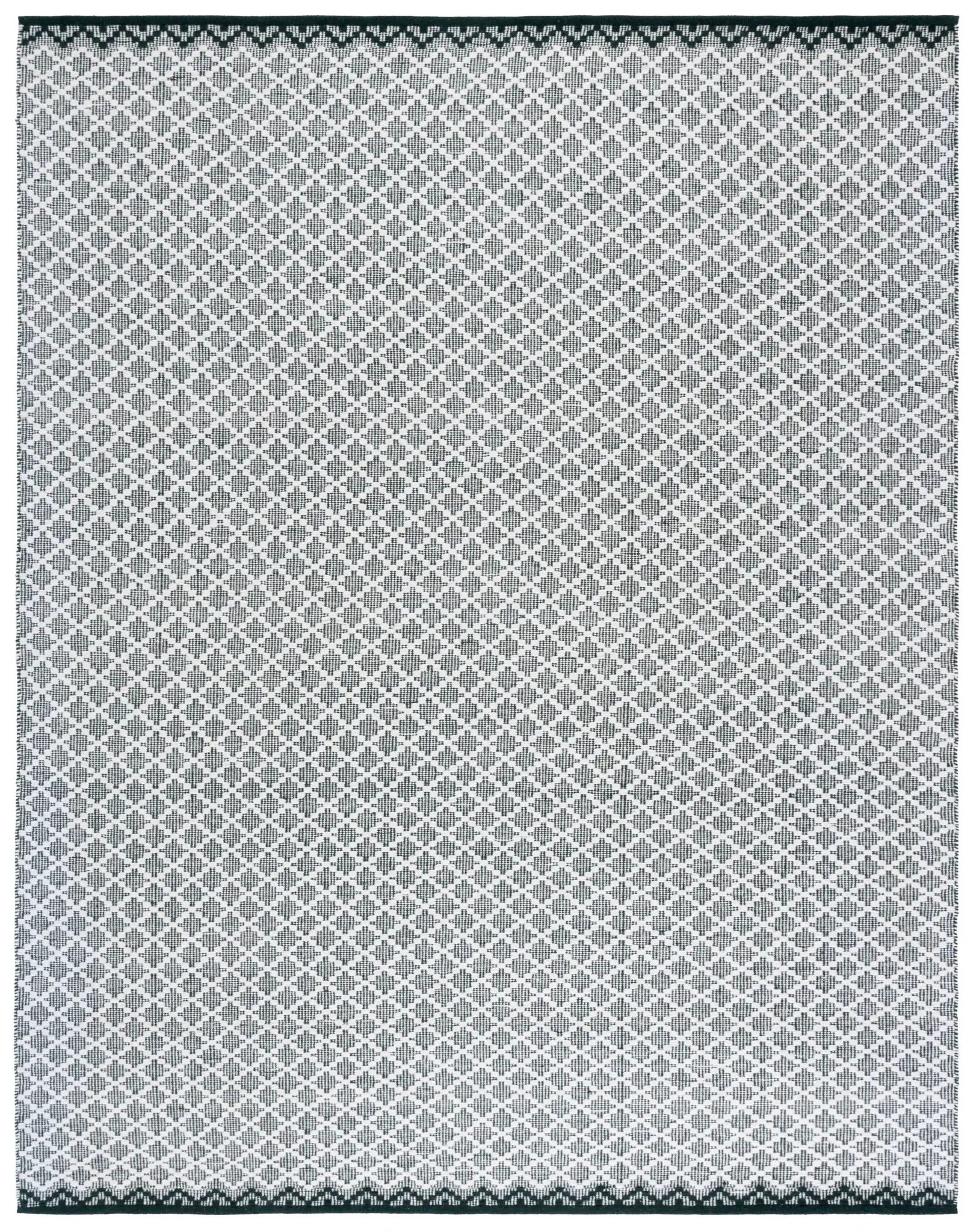 Vermont Micro Diamond Hand-Woven Wool Rug in Green / Ivory