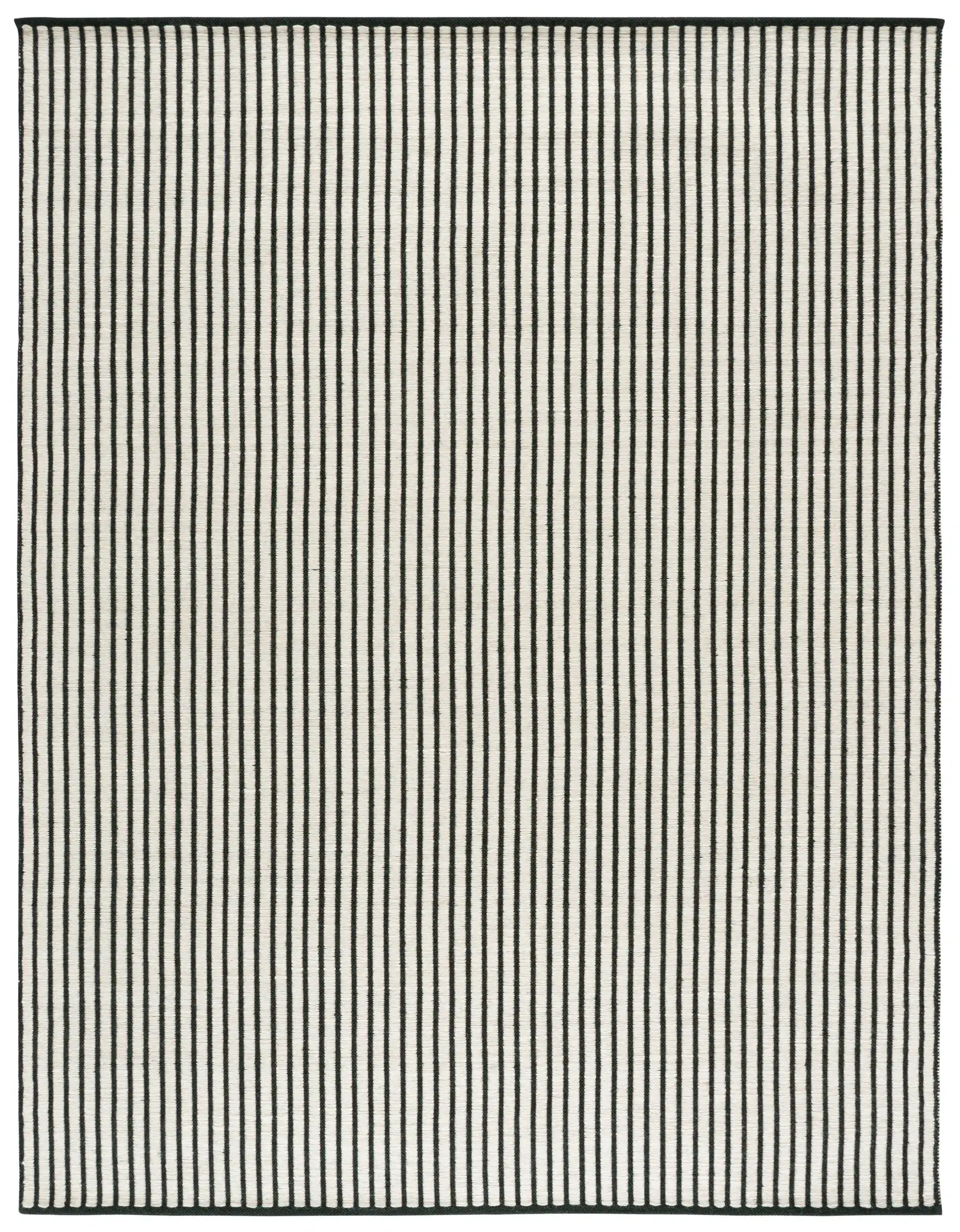 Vermont Pinstripe Hand-Woven Wool Rug in Dark Green / Ivory