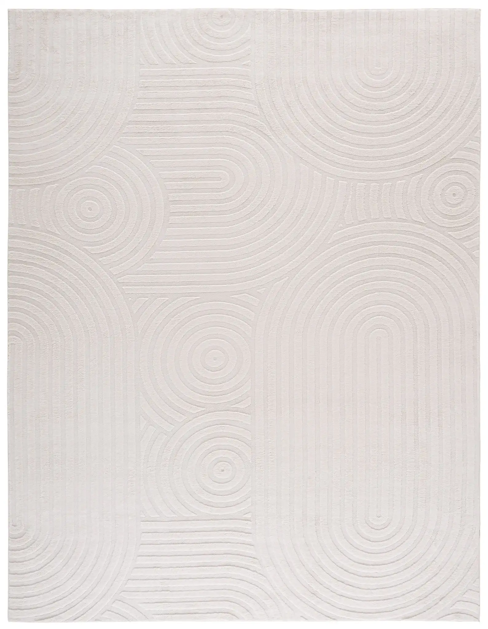 Versailles Concentric Arches Washable Rug in Ivory