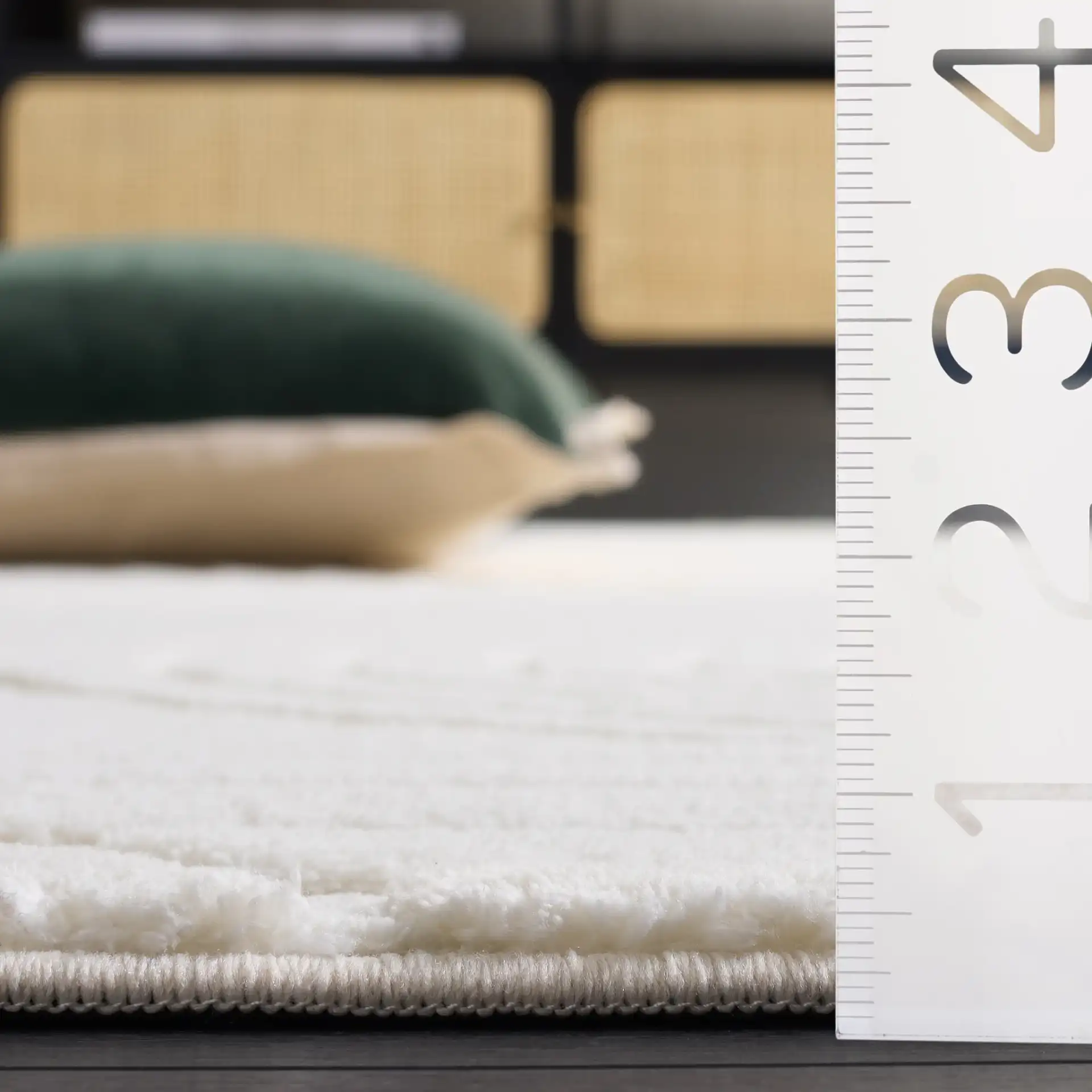 Versailles Nested Arches Washable Rug in Ivory in a styled room