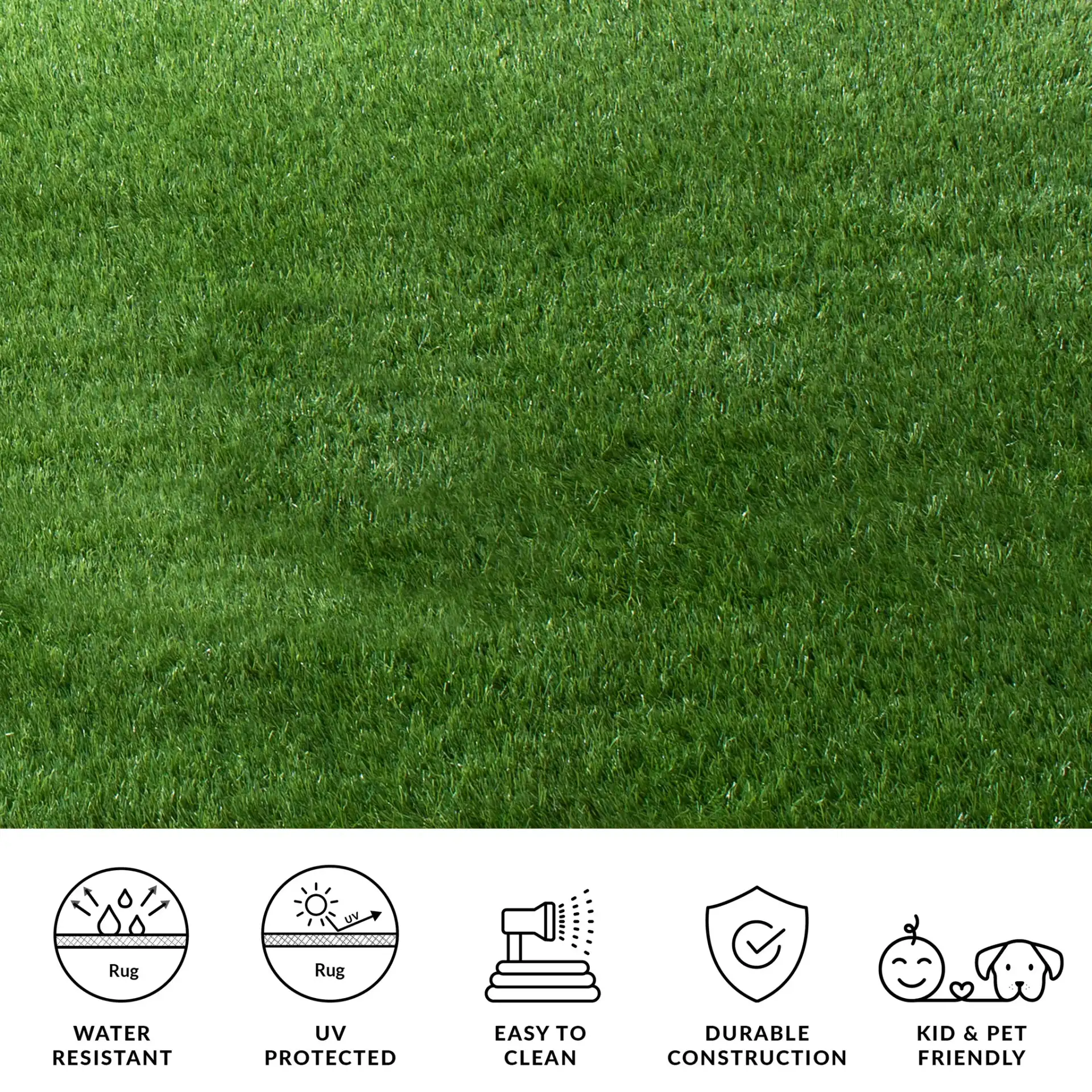 Turf Solid Outdoor Rug in Green in a styled room