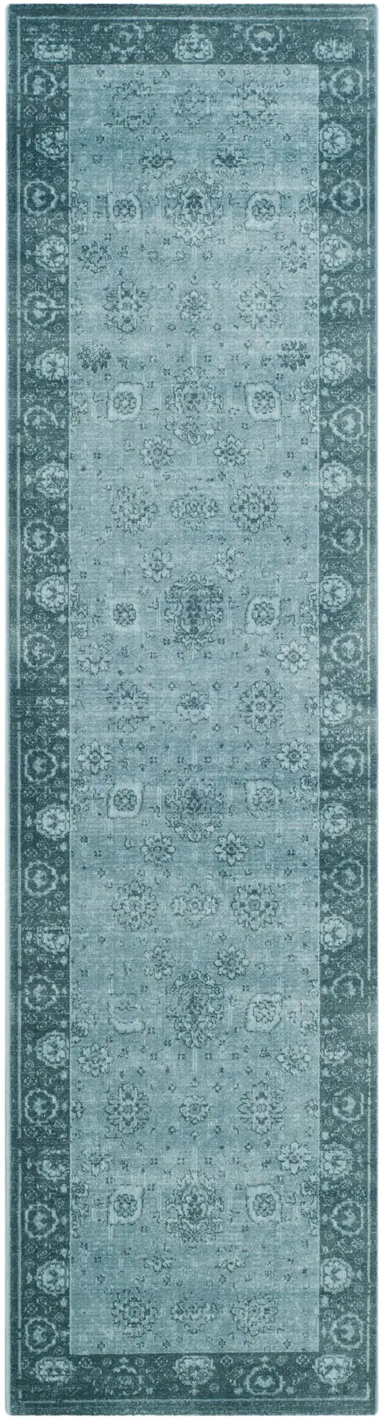 Vintage Persian Allover Viscose Rug in Light Blue / Dark Blue, detail view