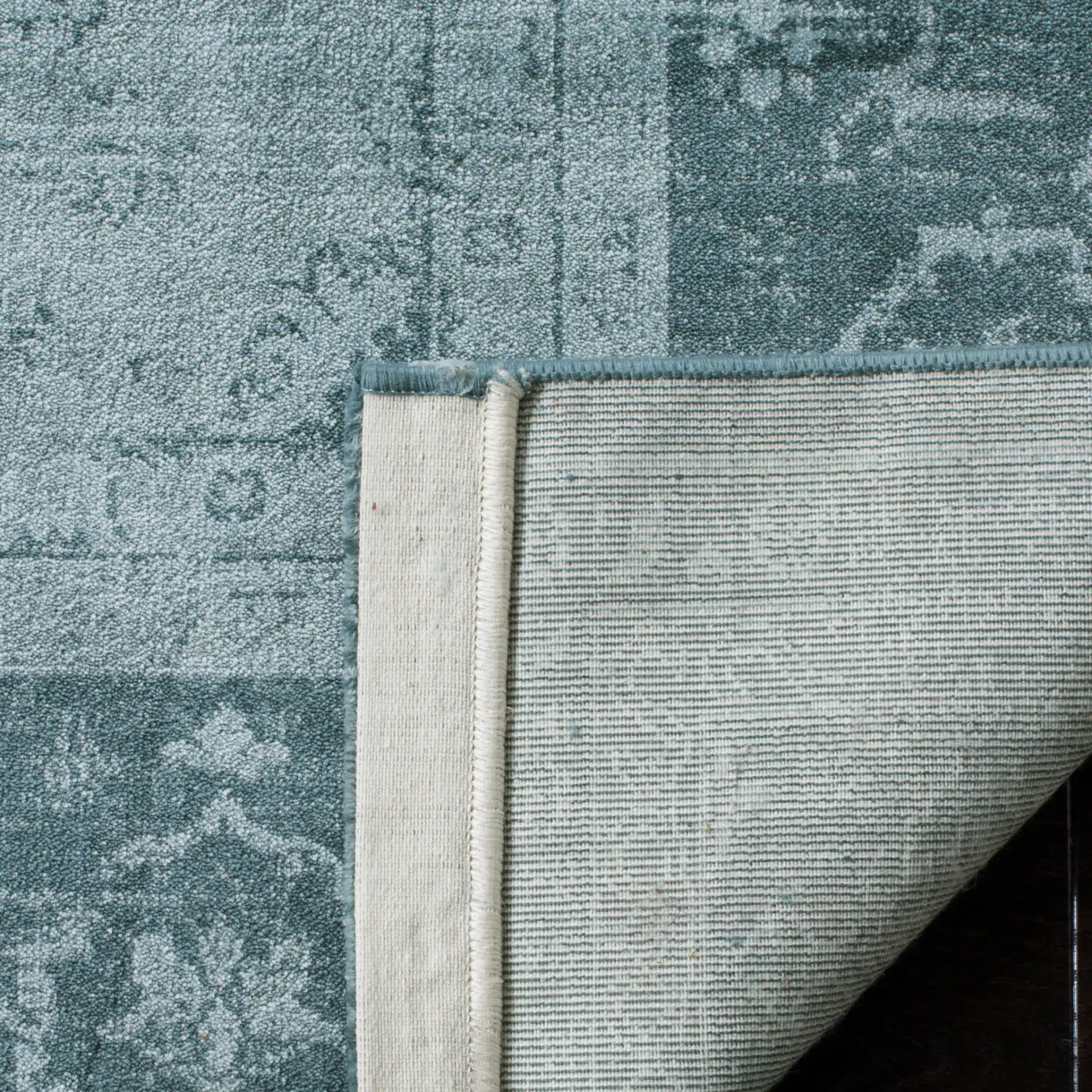 Vintage Persian Allover Viscose Rug in Light Blue / Dark Blue in a styled room