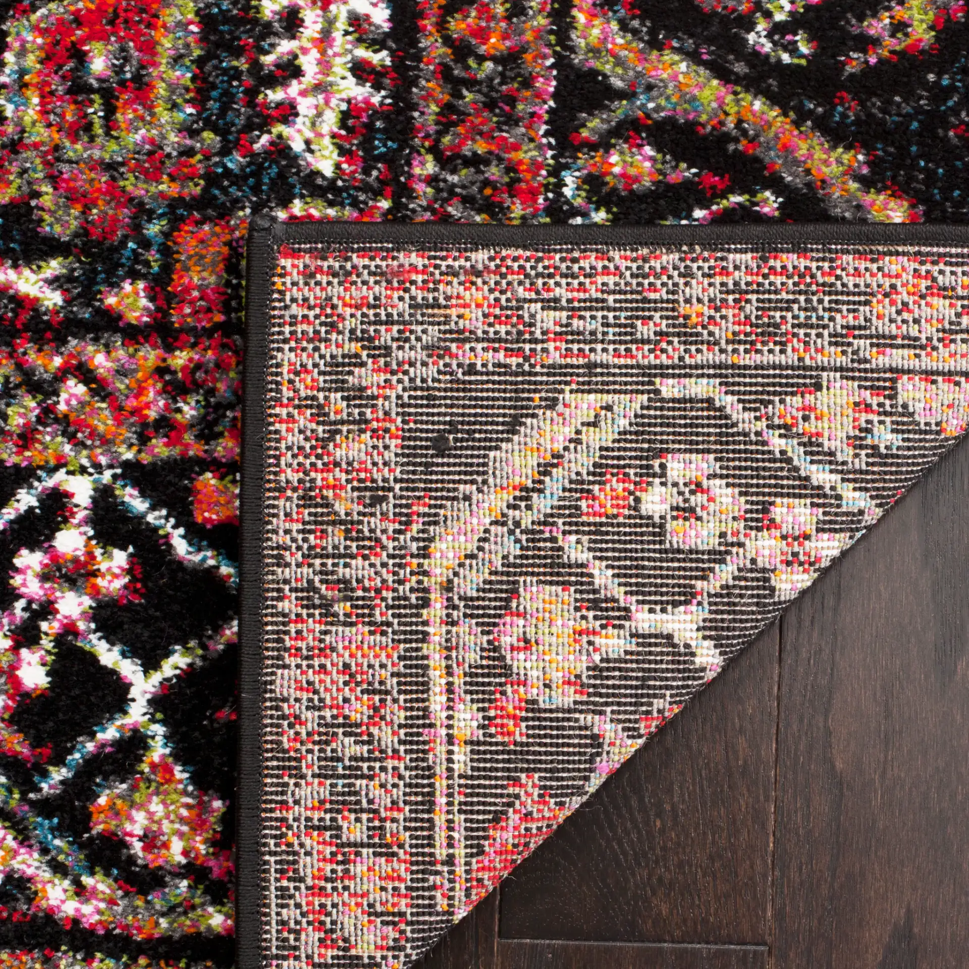 Vintage Hamadan Medallion Bordered Rug in Red / Multicolor in a styled room