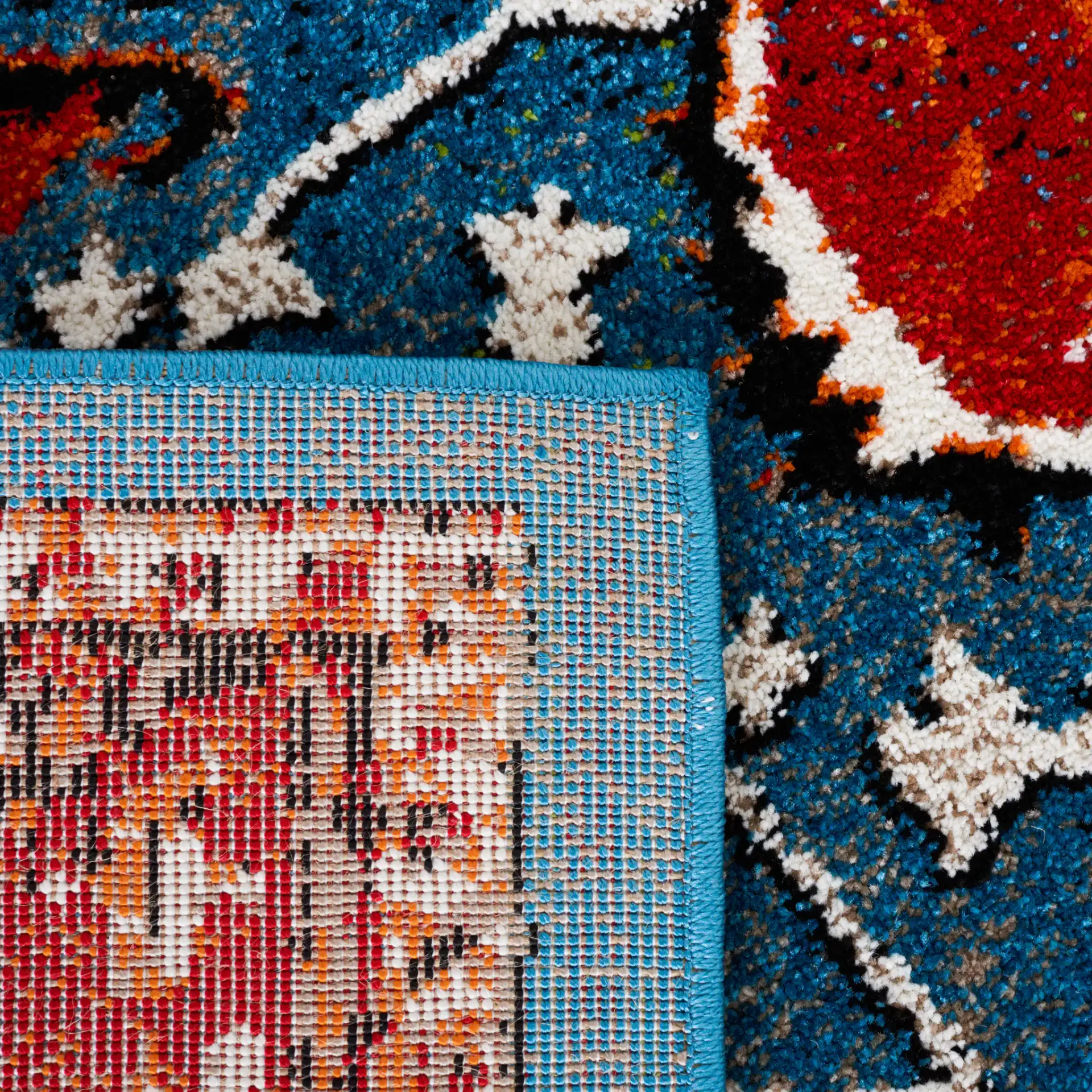 Vintage Hamadan Cross Medallion Rug in Red / Blue in a styled room